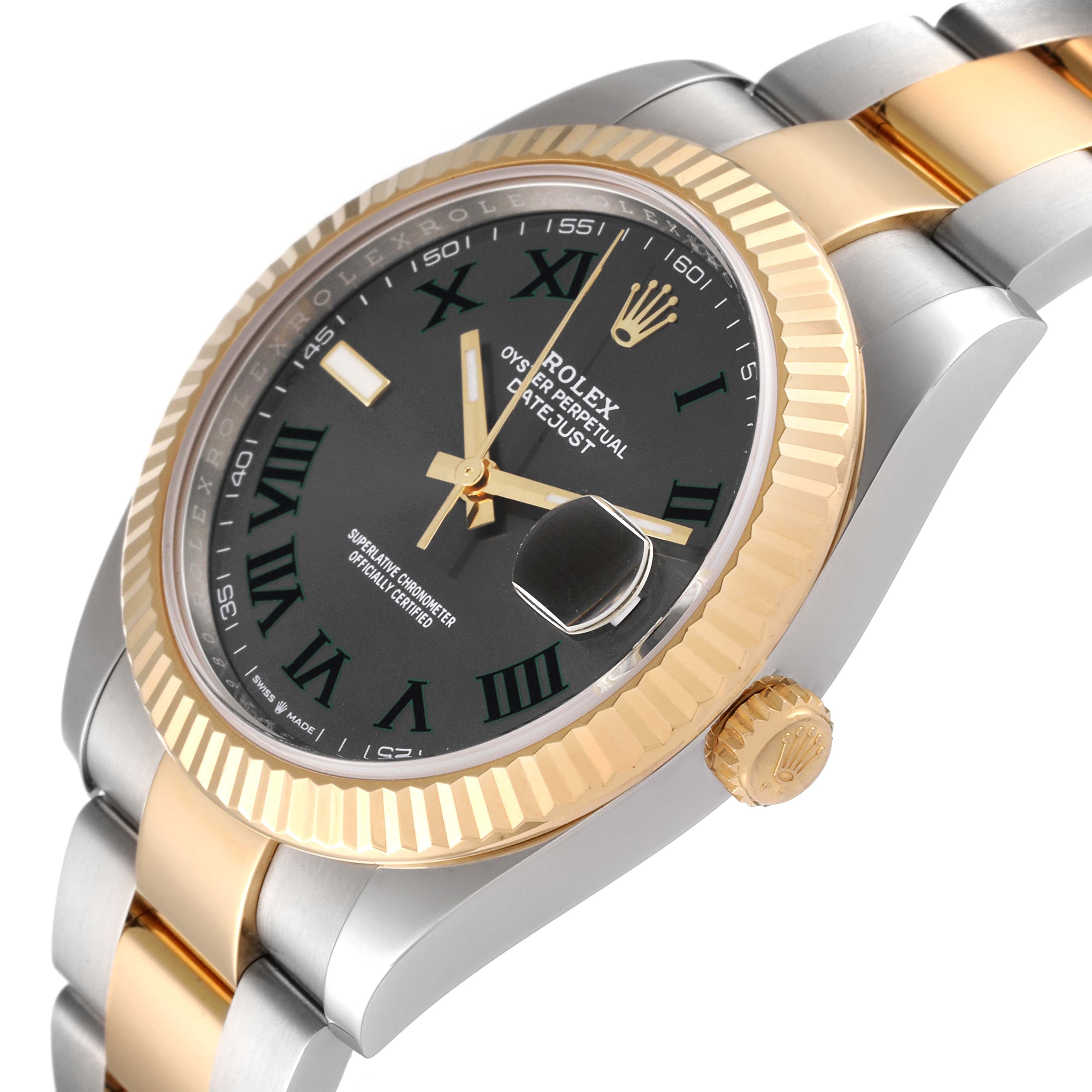 Rolex Datejust Steel Yellow Gold Wimbledon Dial Mens Watch 126333 Box Card