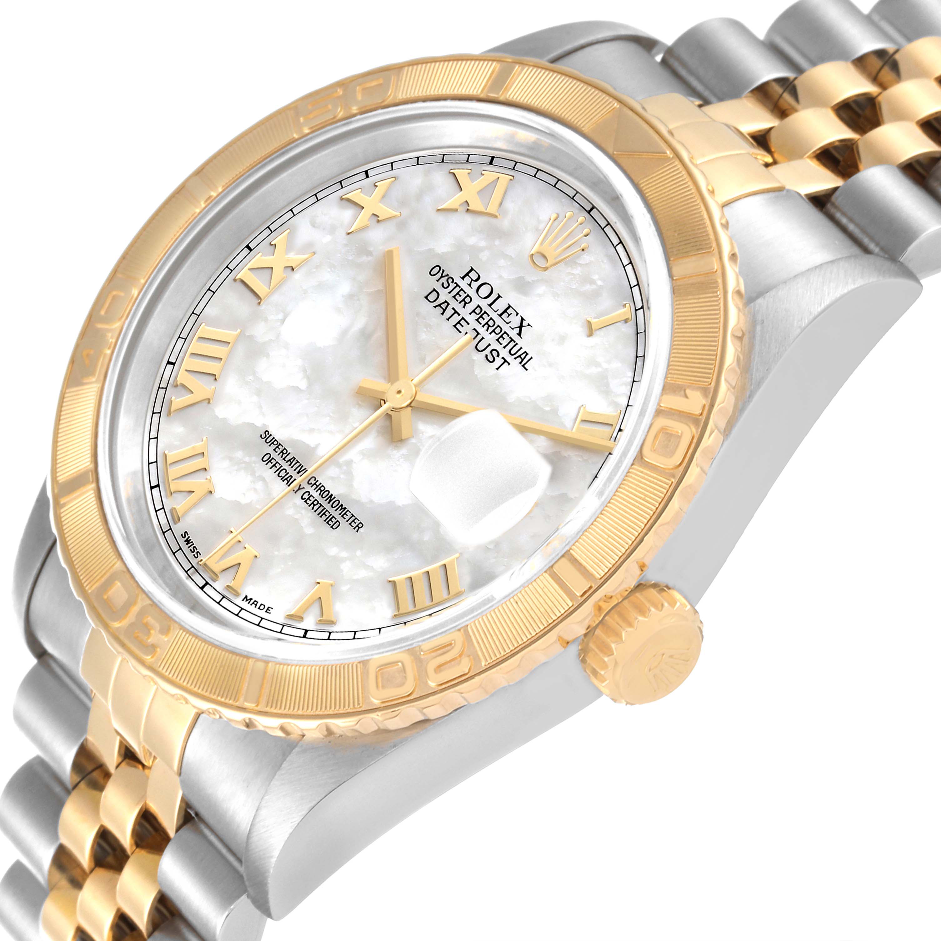 Rolex Datejust Turnograph 36 Steel Yellow Gold MOP Dial Mens Watch 16263