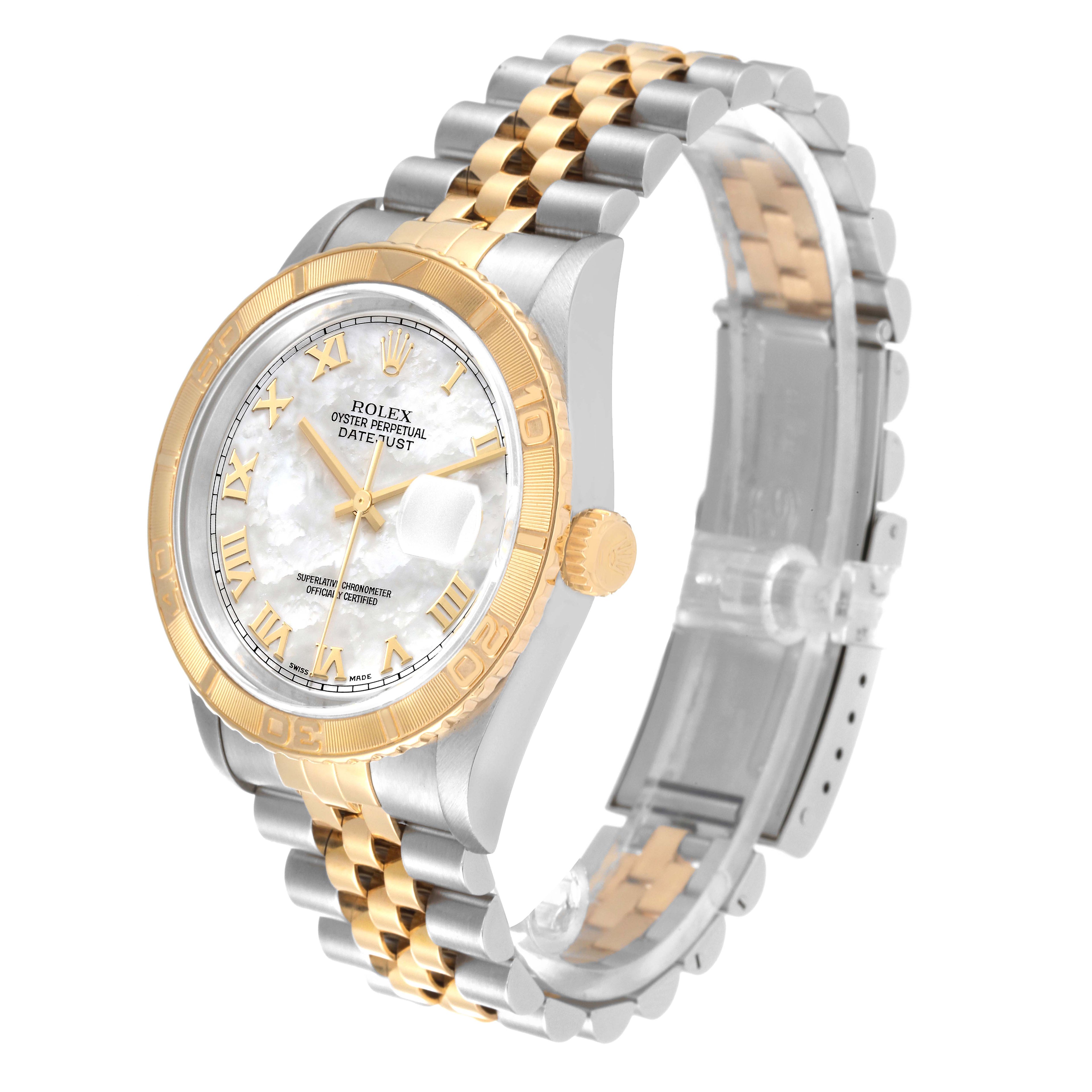 Rolex Datejust Turnograph 36 Steel Yellow Gold MOP Dial Mens Watch 16263