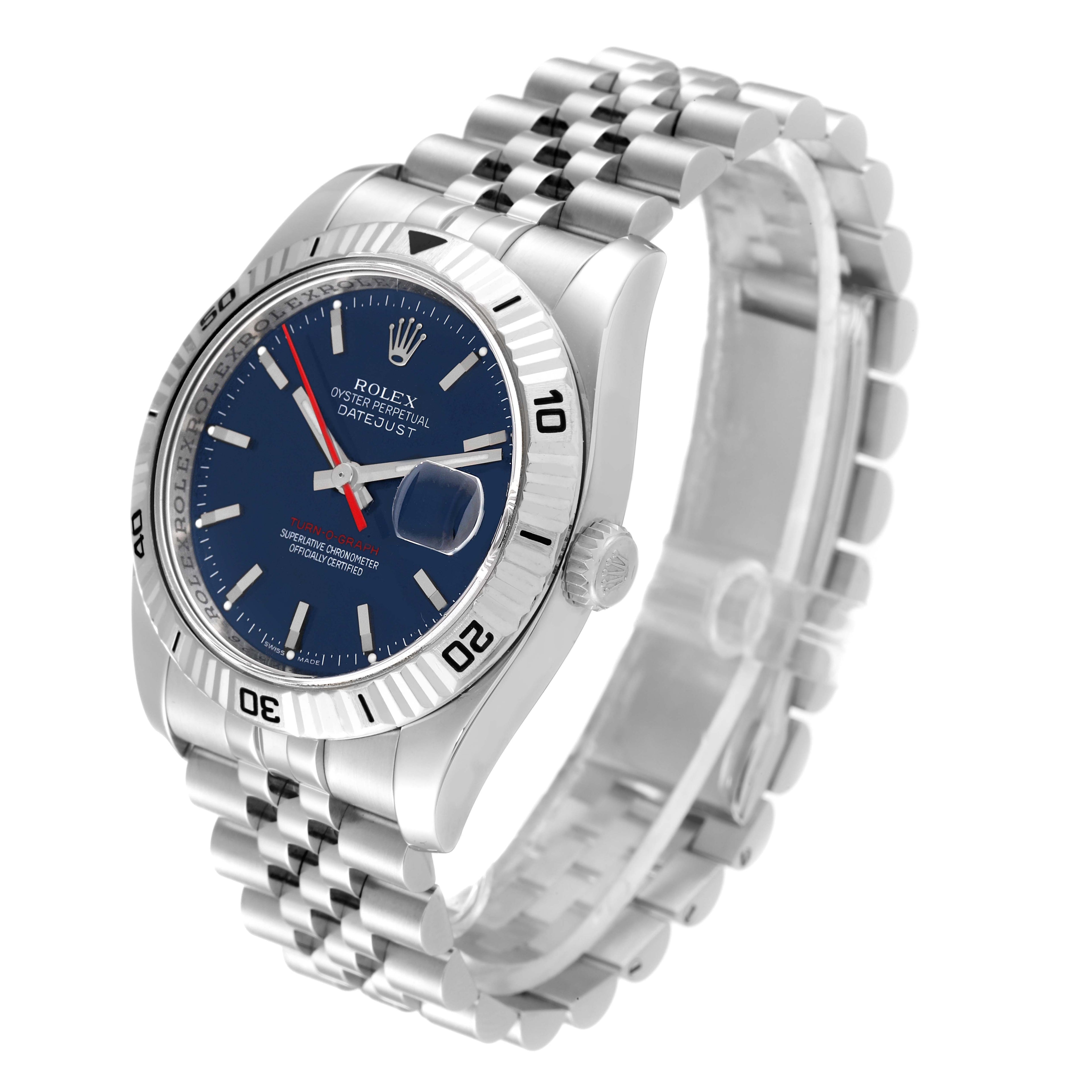 Rolex Datejust Turnograph Blue Dial Jubilee Bracelet Steel Mens Watch 116264