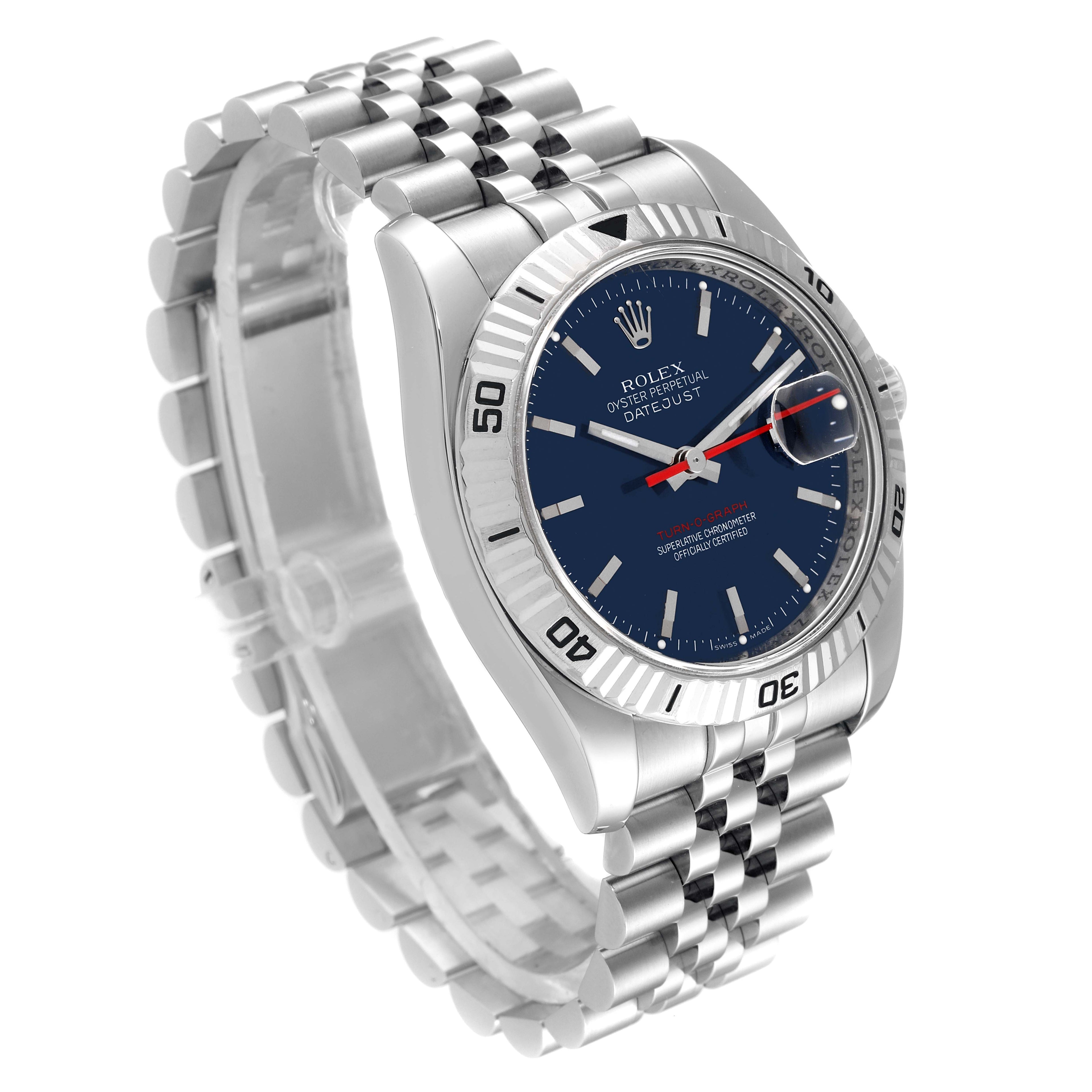 Rolex Datejust Turnograph Blue Dial Jubilee Bracelet Steel Mens Watch 116264