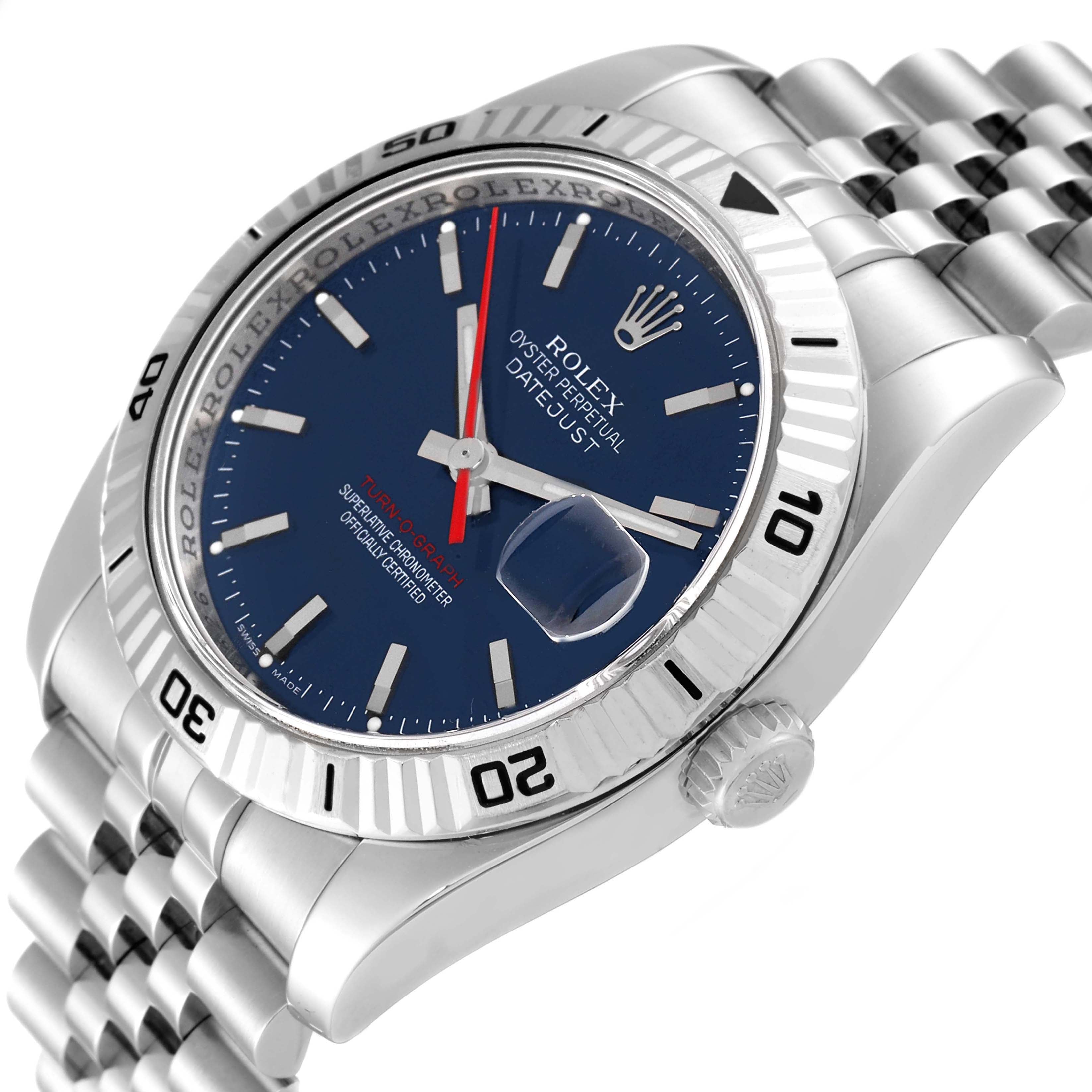 Rolex Datejust Turnograph Blue Dial Jubilee Bracelet Steel Mens Watch 116264