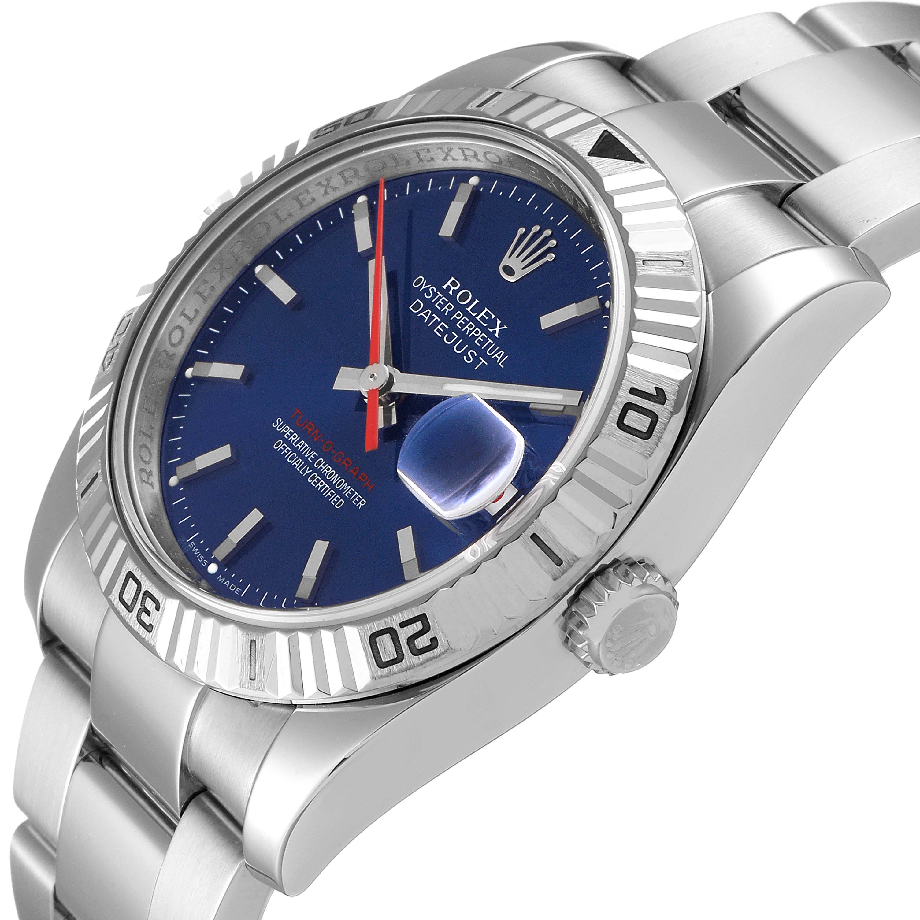 Rolex Datejust Turnograph Blue Dial Oyster Bracelet Steel Mens Watch 116264