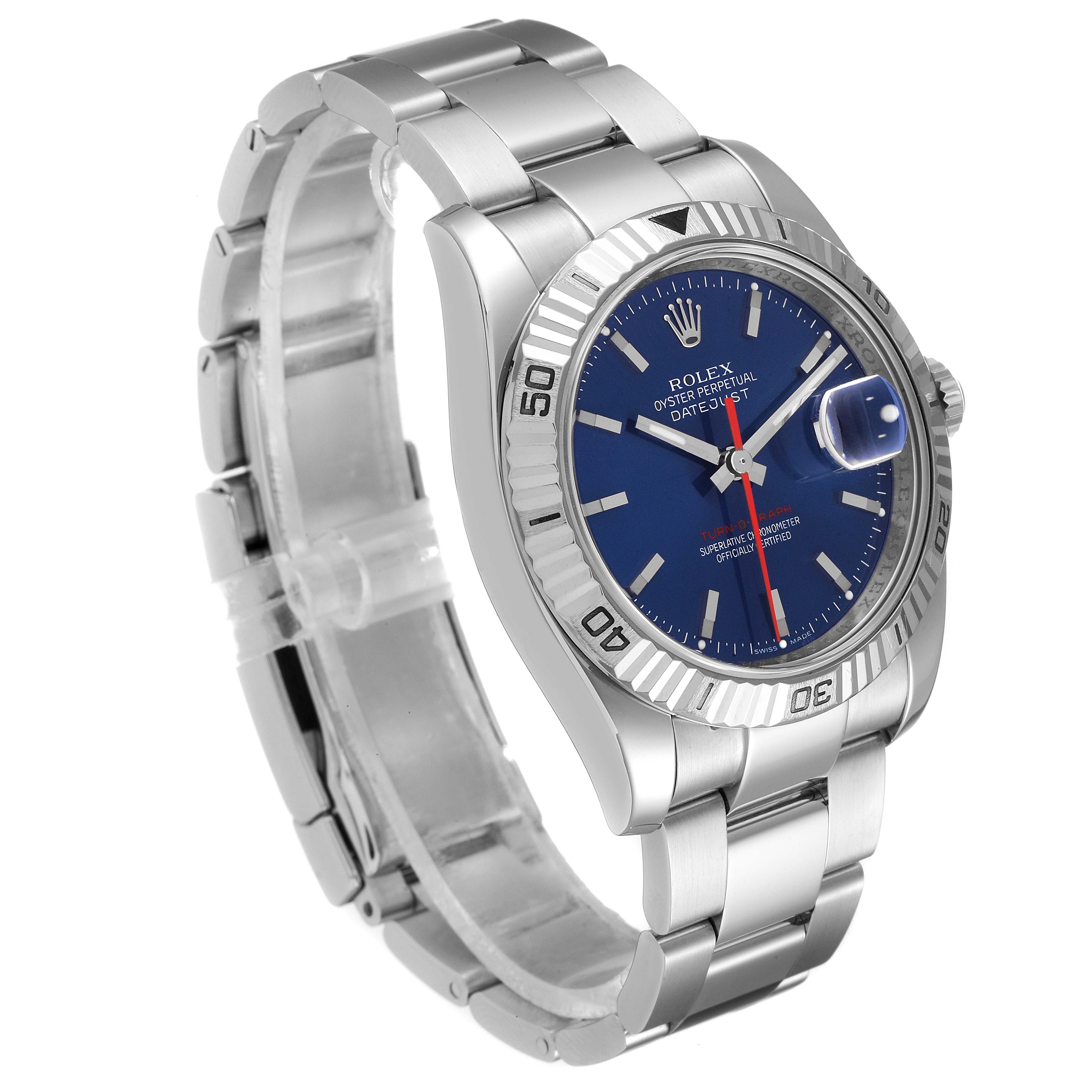 Rolex Datejust Turnograph Blue Dial Oyster Bracelet Steel Mens Watch 116264