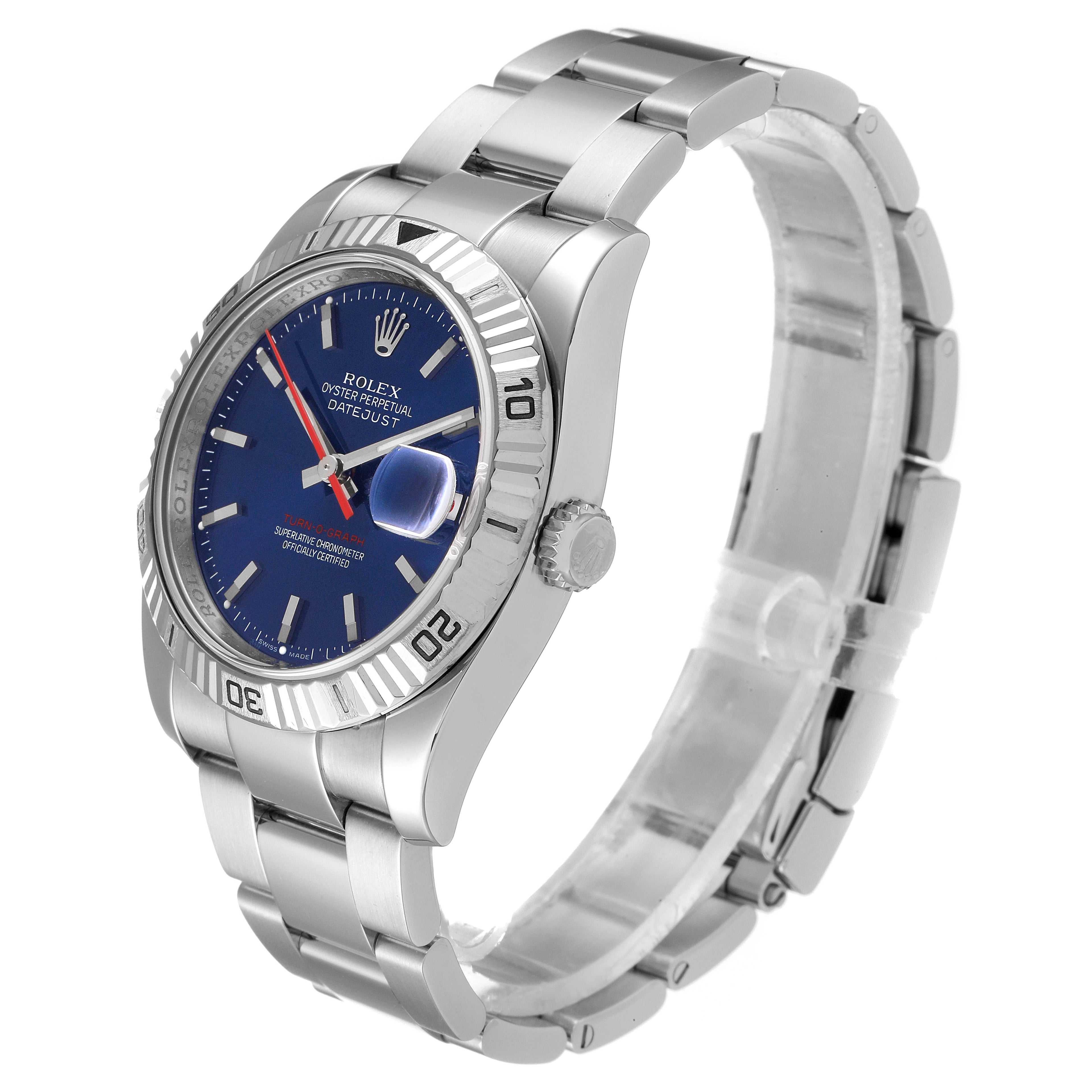Rolex Datejust Turnograph Blue Dial Oyster Bracelet Steel Mens Watch 116264