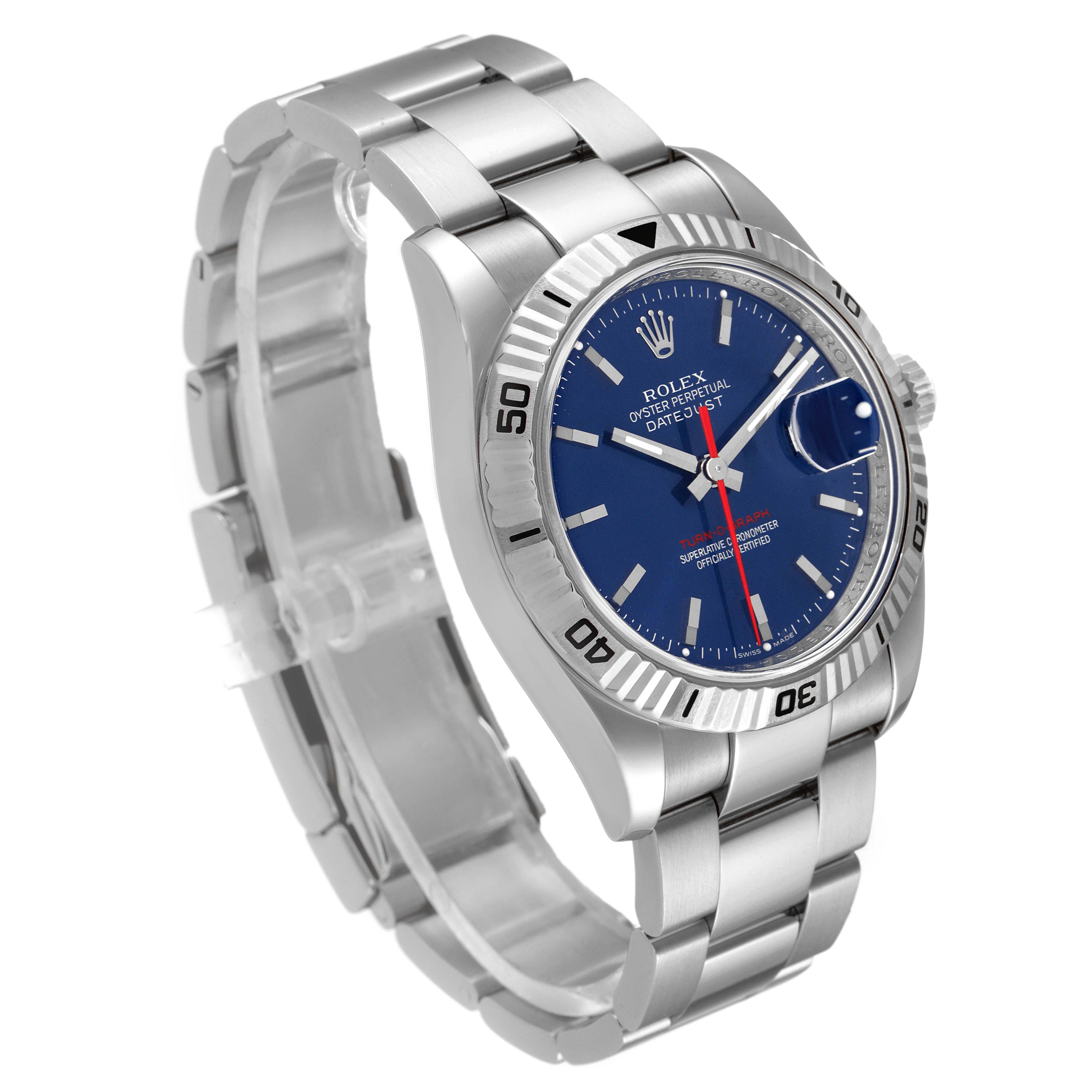 Rolex Datejust Turnograph Blue Dial Steel Mens Watch 116264 Box