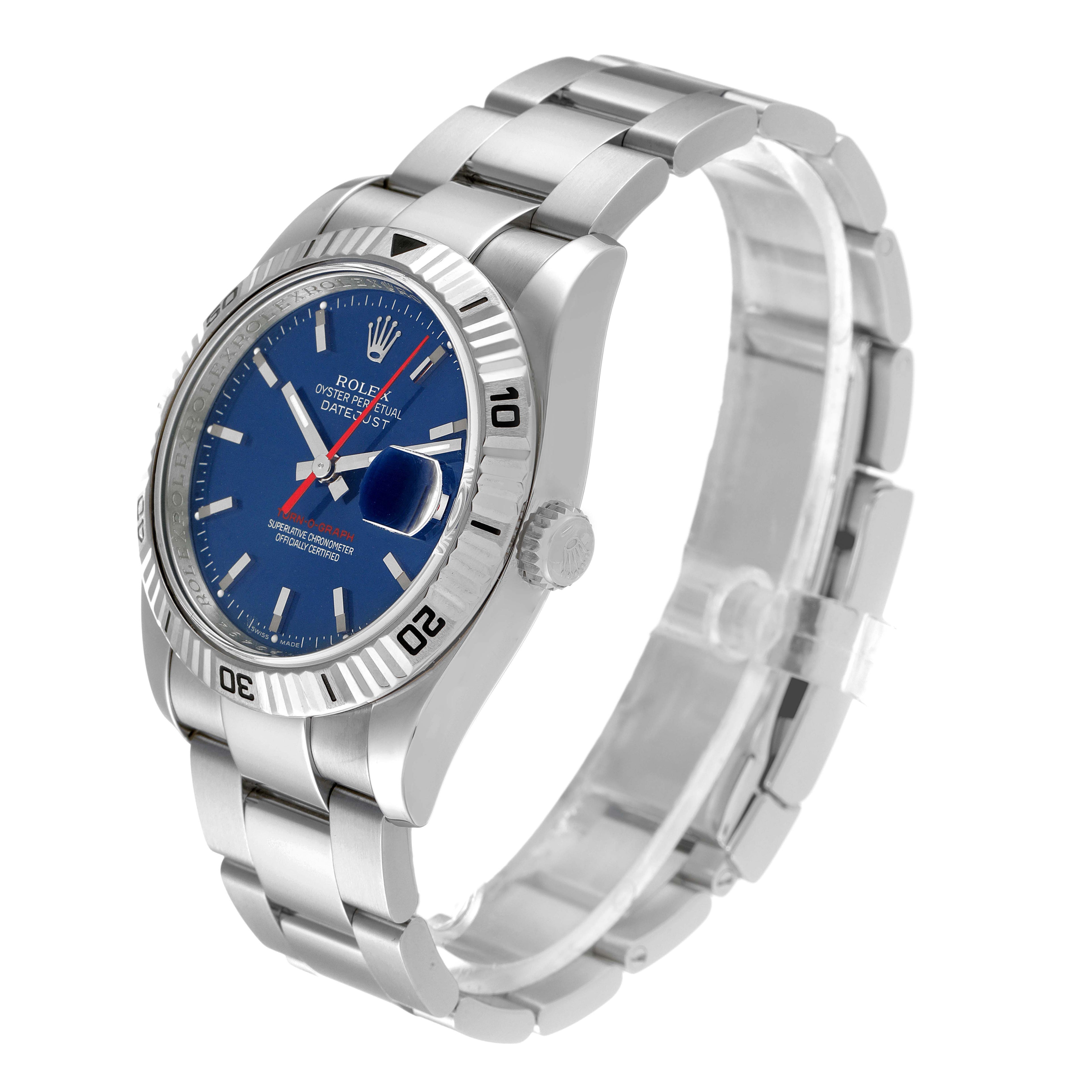 Rolex Datejust Turnograph Blue Dial Steel Mens Watch 116264 Box