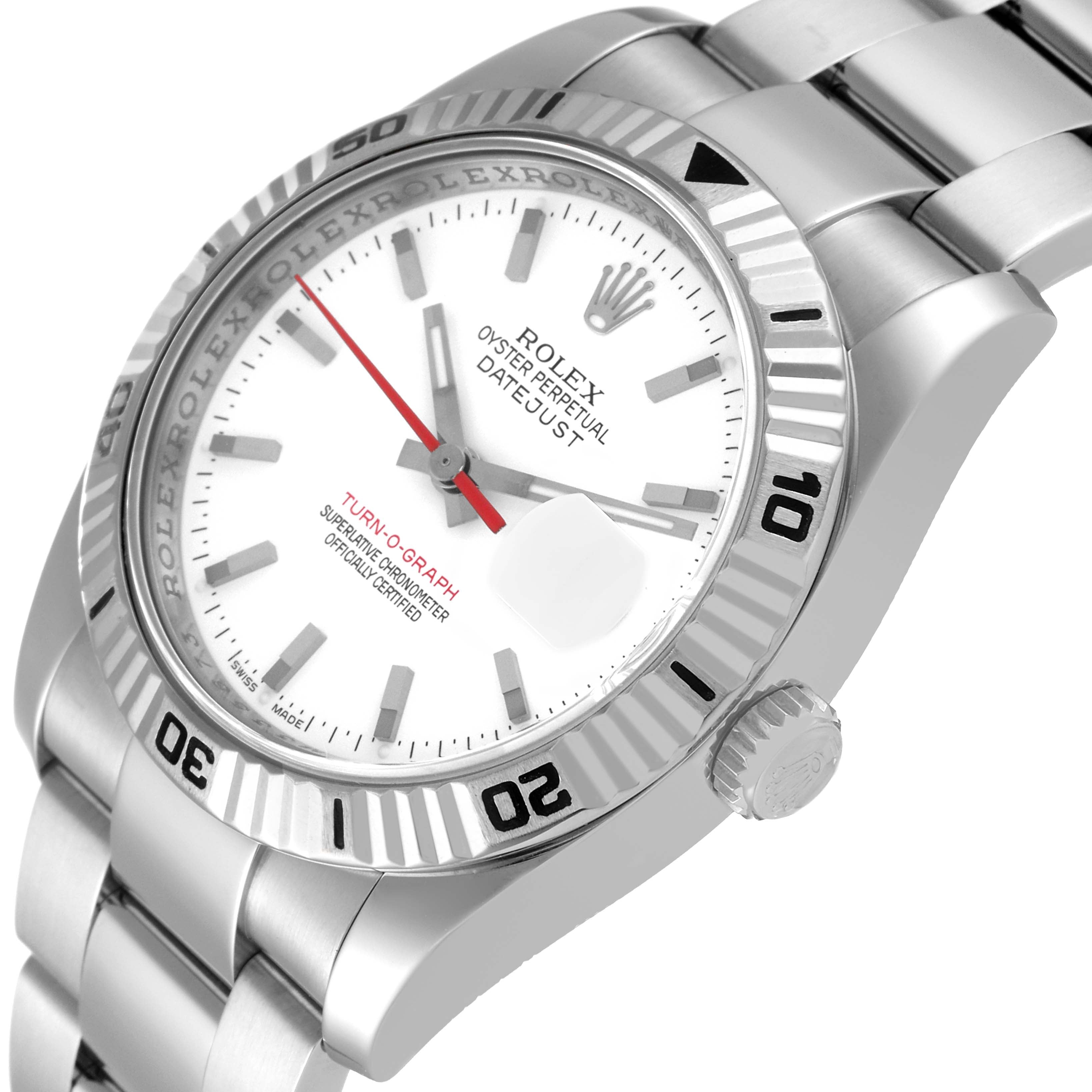 Rolex Datejust Turnograph Steel White Gold White Dial Mens Watch 116264