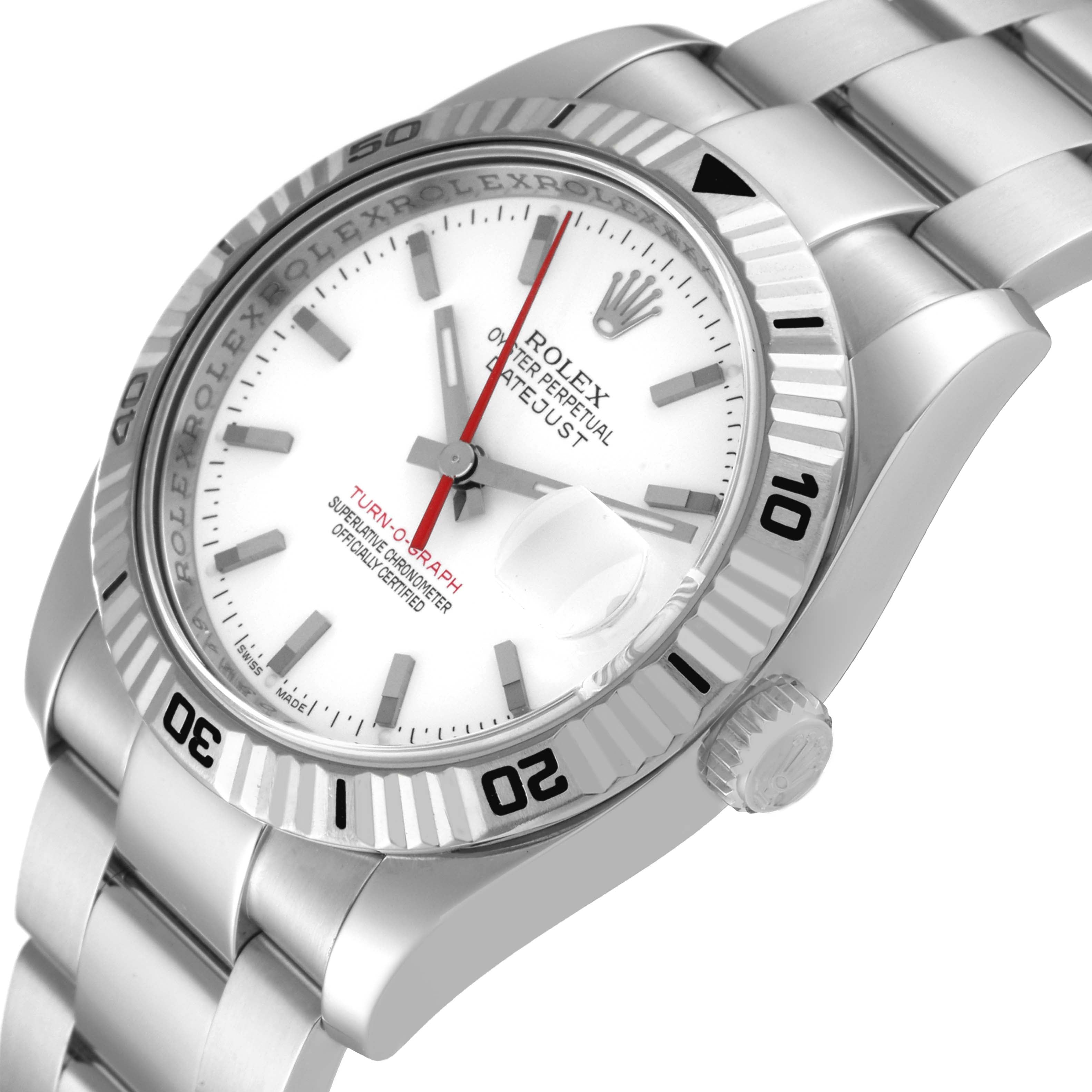Rolex Datejust Turnograph Steel White Gold White Dial Watch 116264 Box Card
