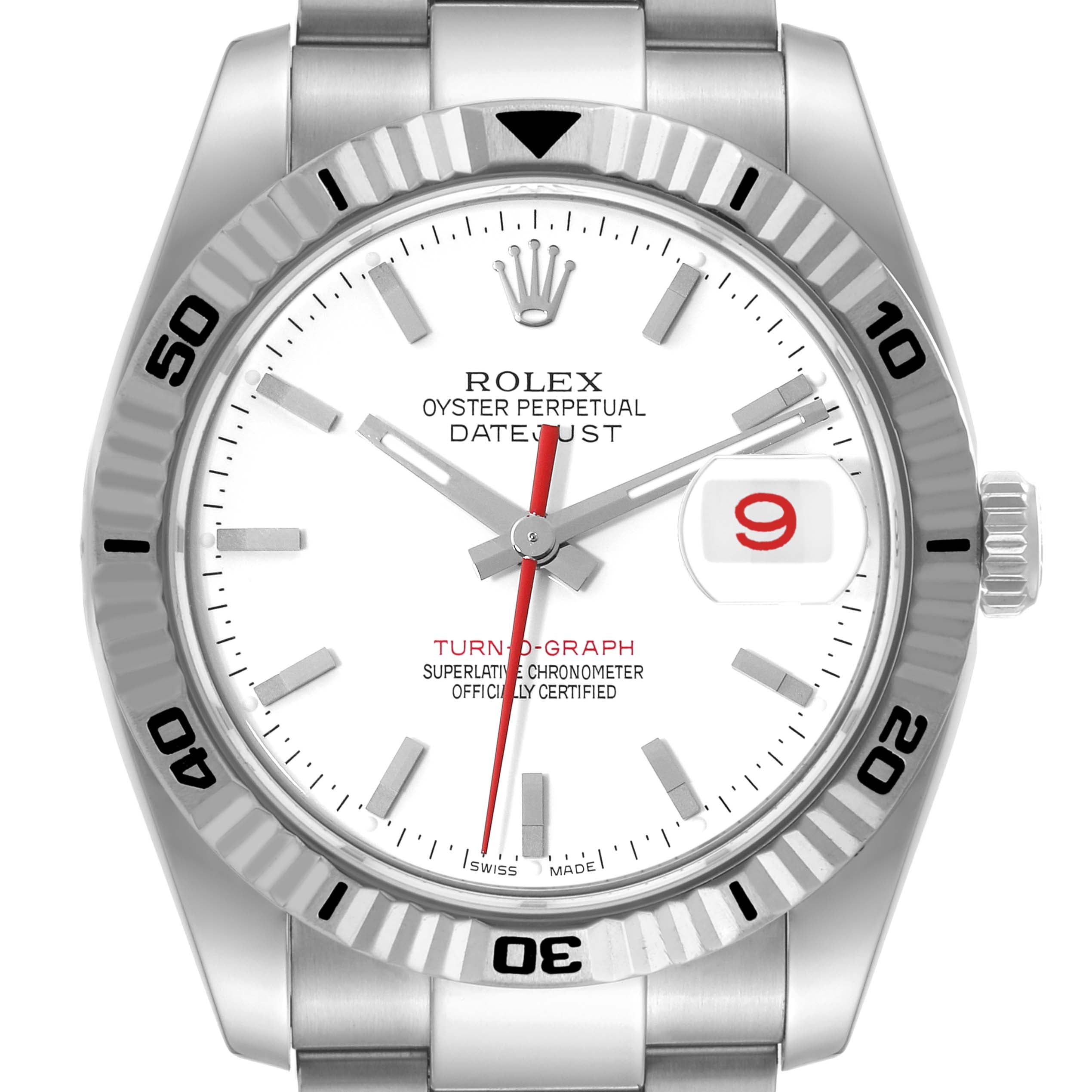 Rolex Datejust Turnograph Steel White Gold White Dial Watch 116264 Box Card