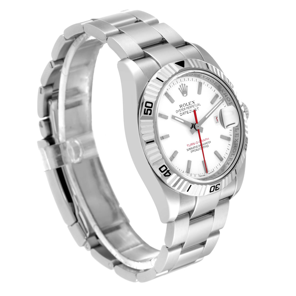 Rolex Datejust Turnograph Steel White Gold White Dial Watch 116264 Box Papers