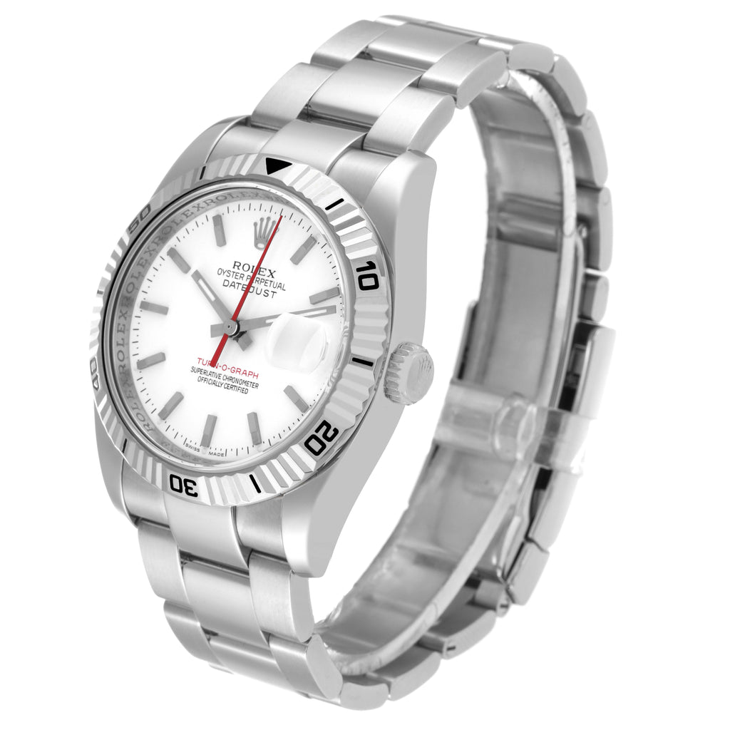 Rolex Datejust Turnograph Steel White Gold White Dial Watch 116264 Box Papers