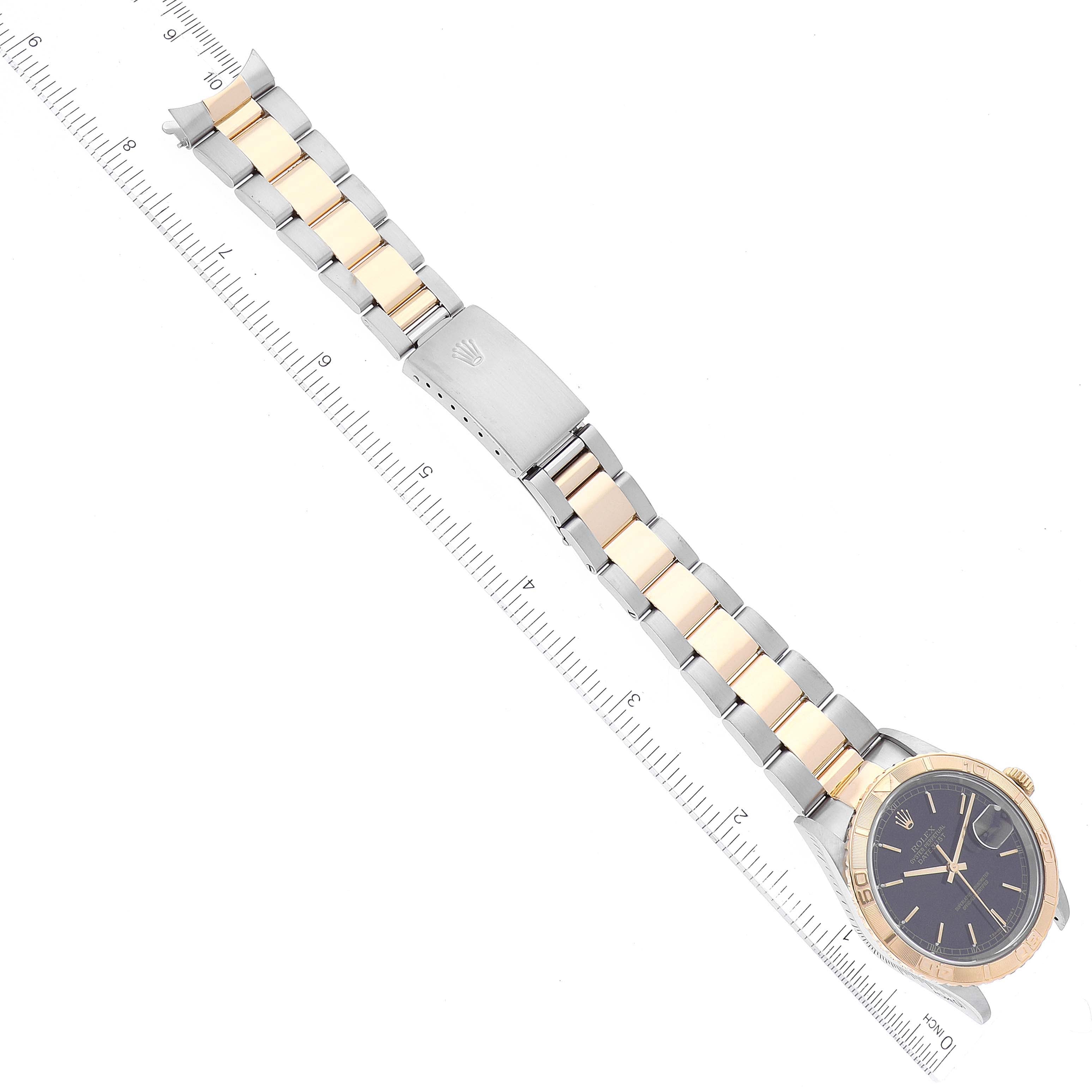 Rolex Datejust Turnograph Steel Yellow Gold Black Dial Mens Watch 16263