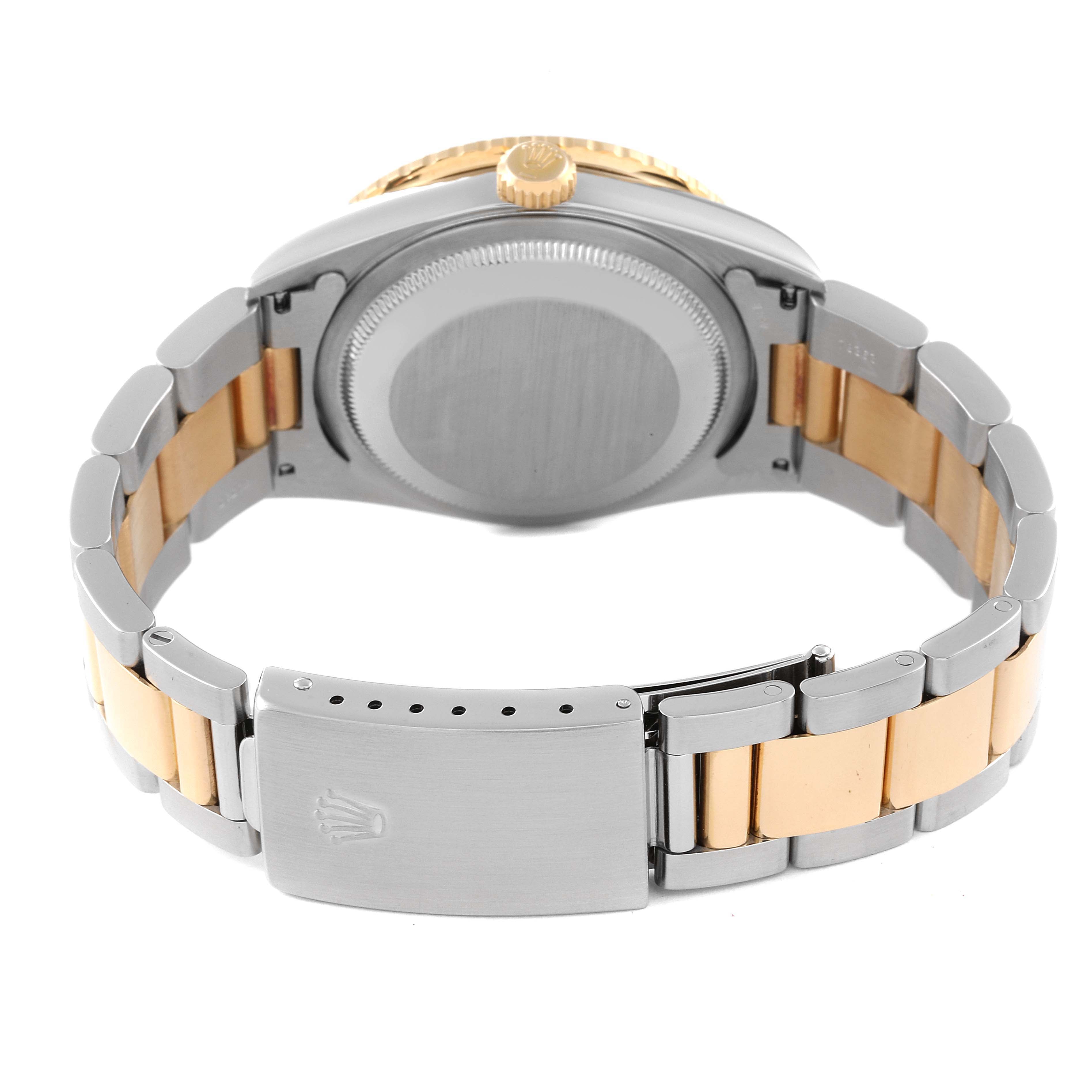 Rolex Datejust Turnograph Steel Yellow Gold Black Dial Mens Watch 16263