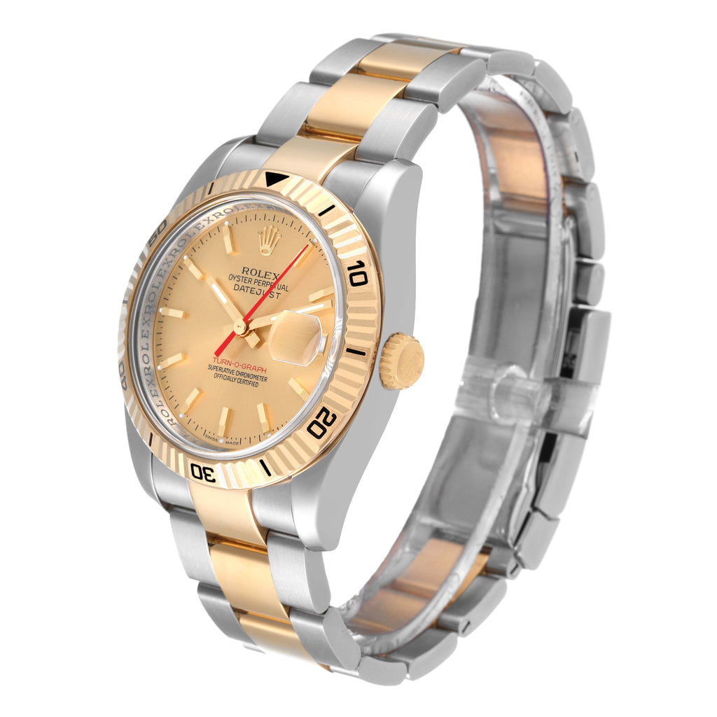 Rolex Datejust Turnograph Steel Yellow Gold Champagne Dial Mens Watch 116263
