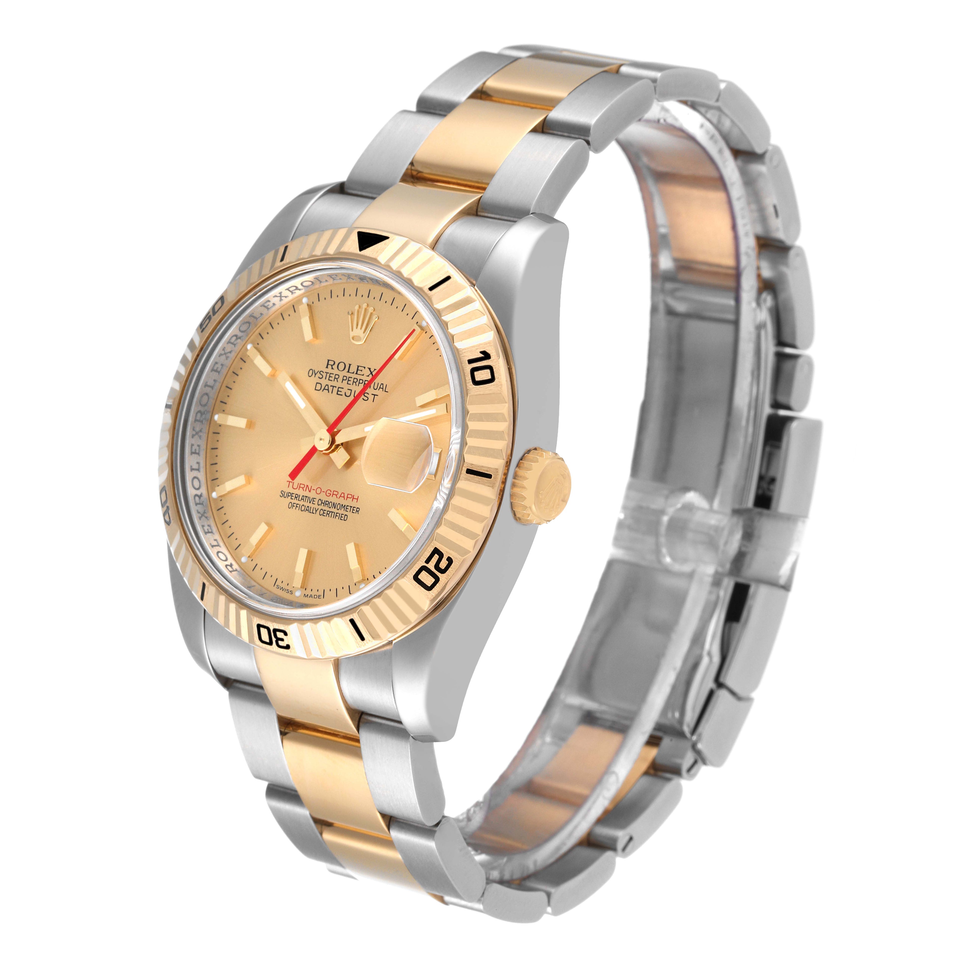 Rolex Datejust Turnograph Steel Yellow Gold Champagne Dial Mens Watch 116263