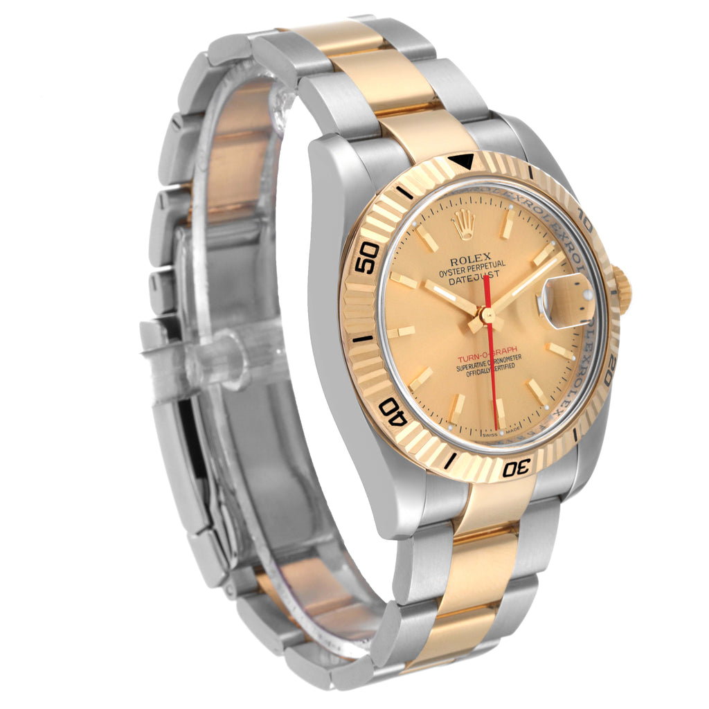 Rolex Datejust Turnograph Steel Yellow Gold Champagne Dial Mens Watch 116263