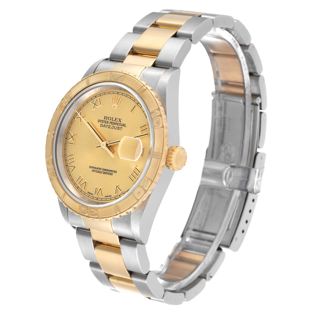 Rolex Datejust Turnograph Steel Yellow Gold Champagne Dial Mens Watch 16263