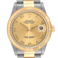 Rolex Datejust Turnograph Steel Yellow Gold Champagne Dial Mens Watch 16263