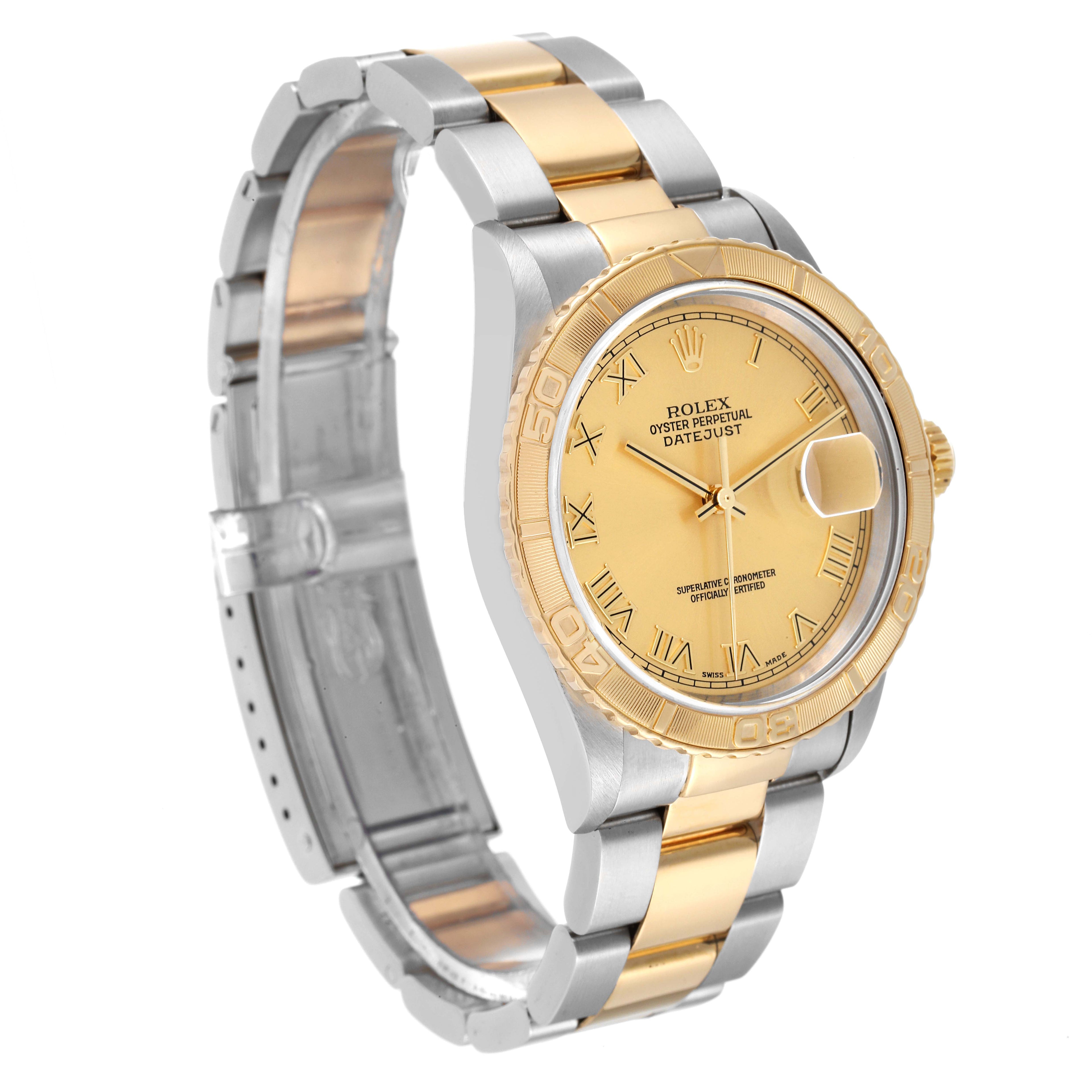 Rolex Datejust Turnograph Steel Yellow Gold Champagne Dial Mens Watch 16263