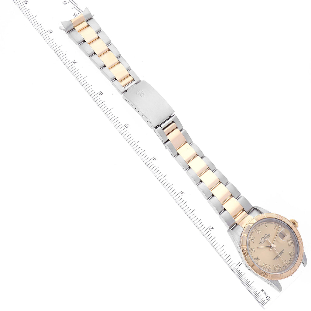 Rolex Datejust Turnograph Steel Yellow Gold Champagne Dial Mens Watch 16263