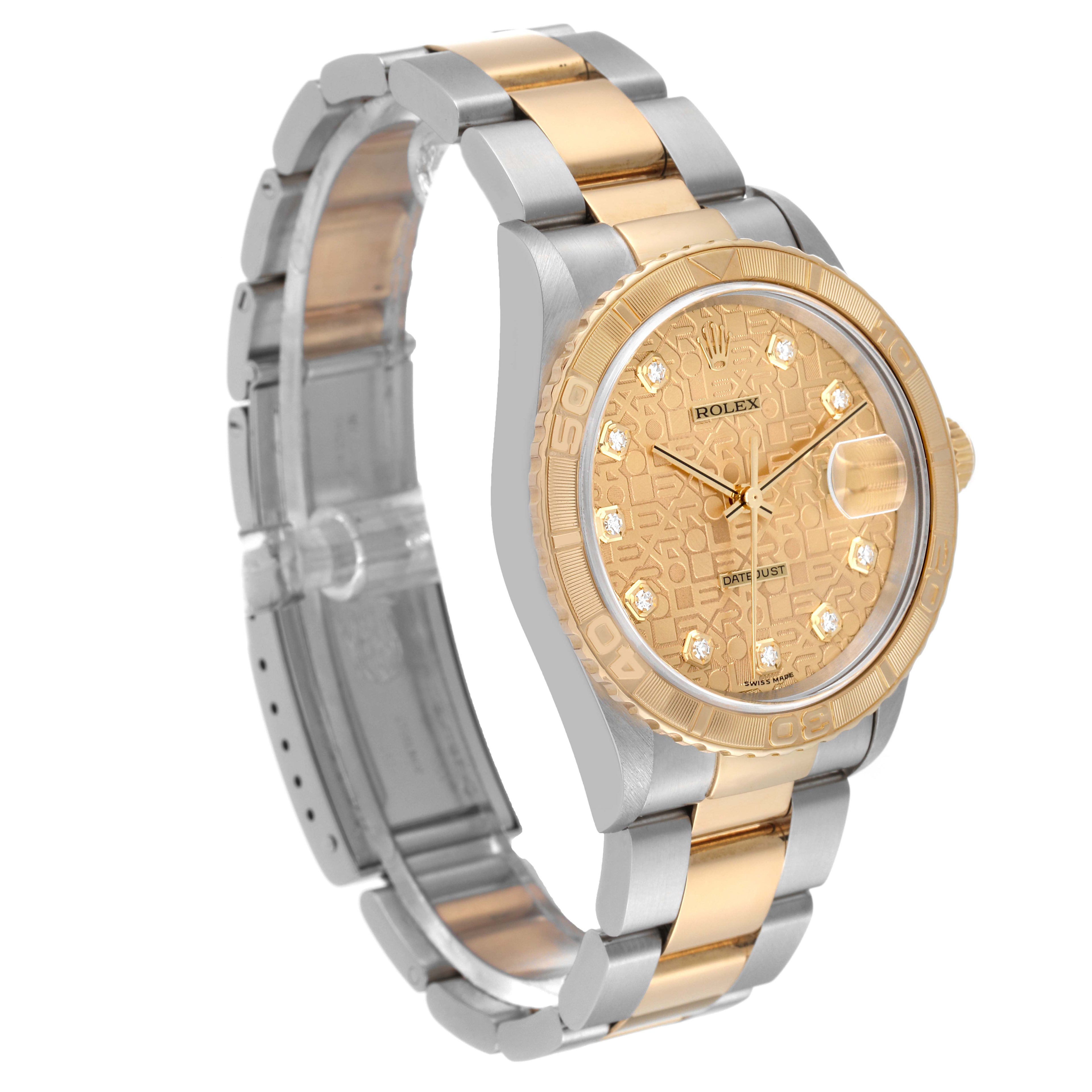 Rolex Datejust Turnograph Steel Yellow Gold Diamond Dial Mens Watch 16263