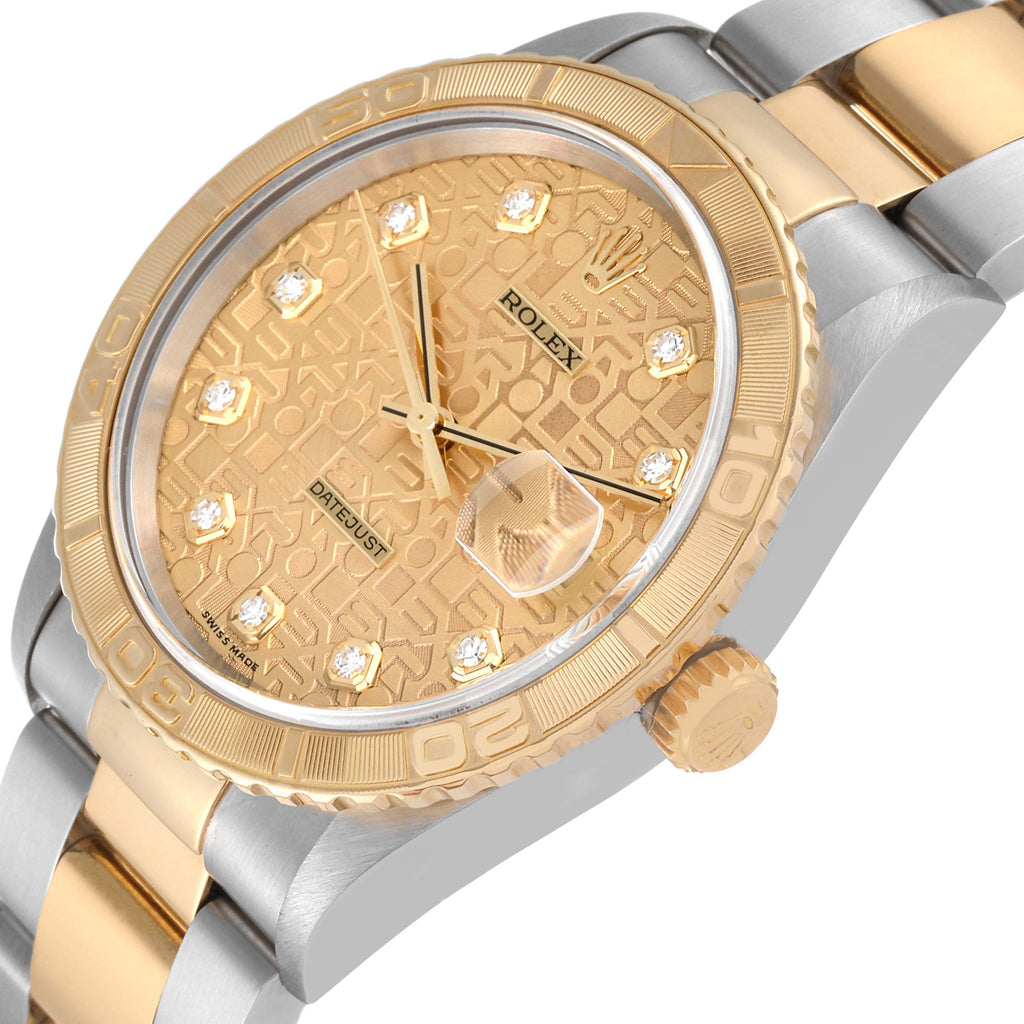 Rolex Datejust Turnograph Steel Yellow Gold Diamond Dial Mens Watch 16263