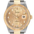 Rolex Datejust Turnograph Steel Yellow Gold Diamond Dial Mens Watch 16263