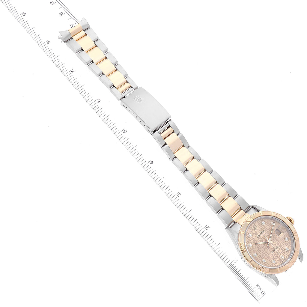 Rolex Datejust Turnograph Steel Yellow Gold Diamond Dial Mens Watch 16263