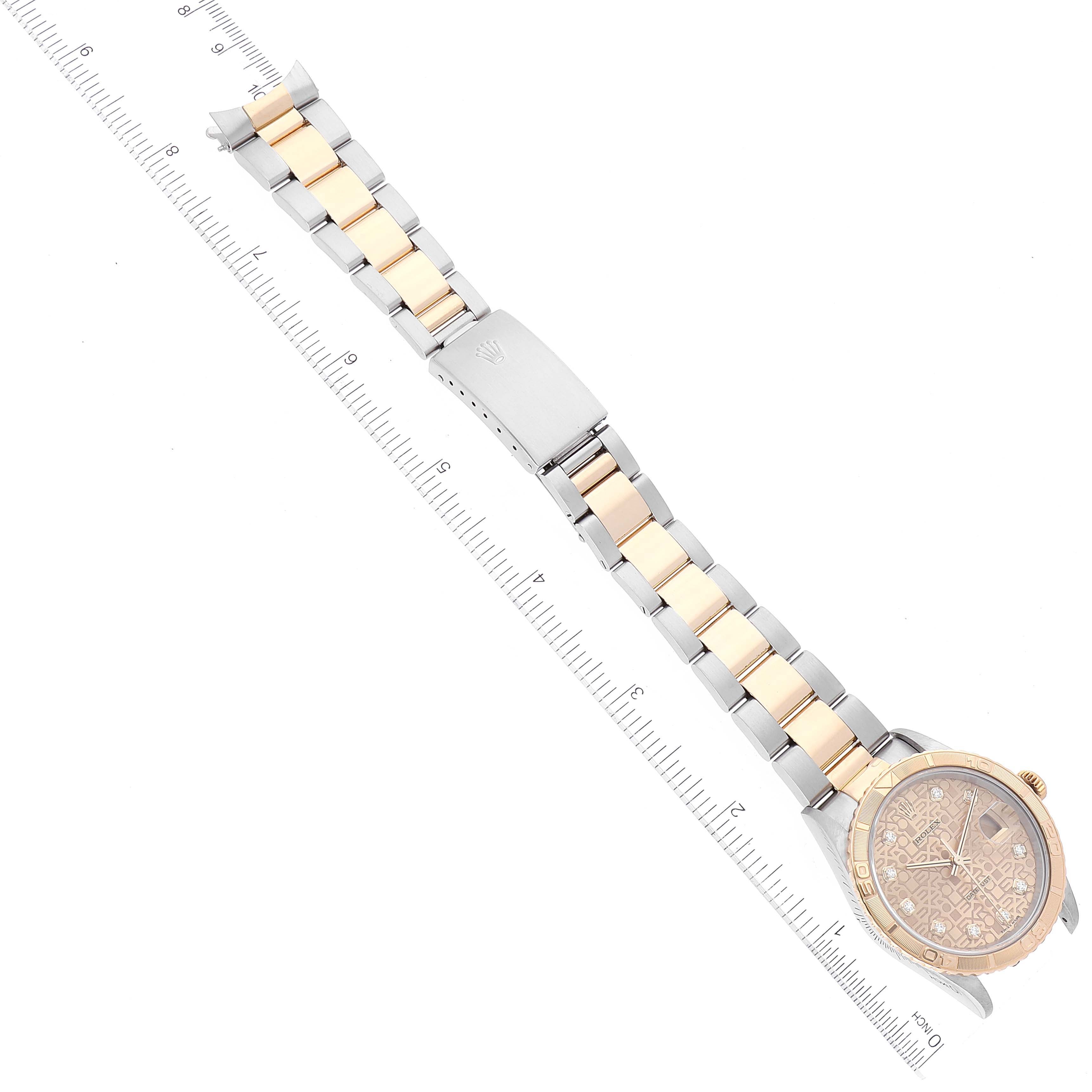 Rolex Datejust Turnograph Steel Yellow Gold Diamond Dial Mens Watch 16263