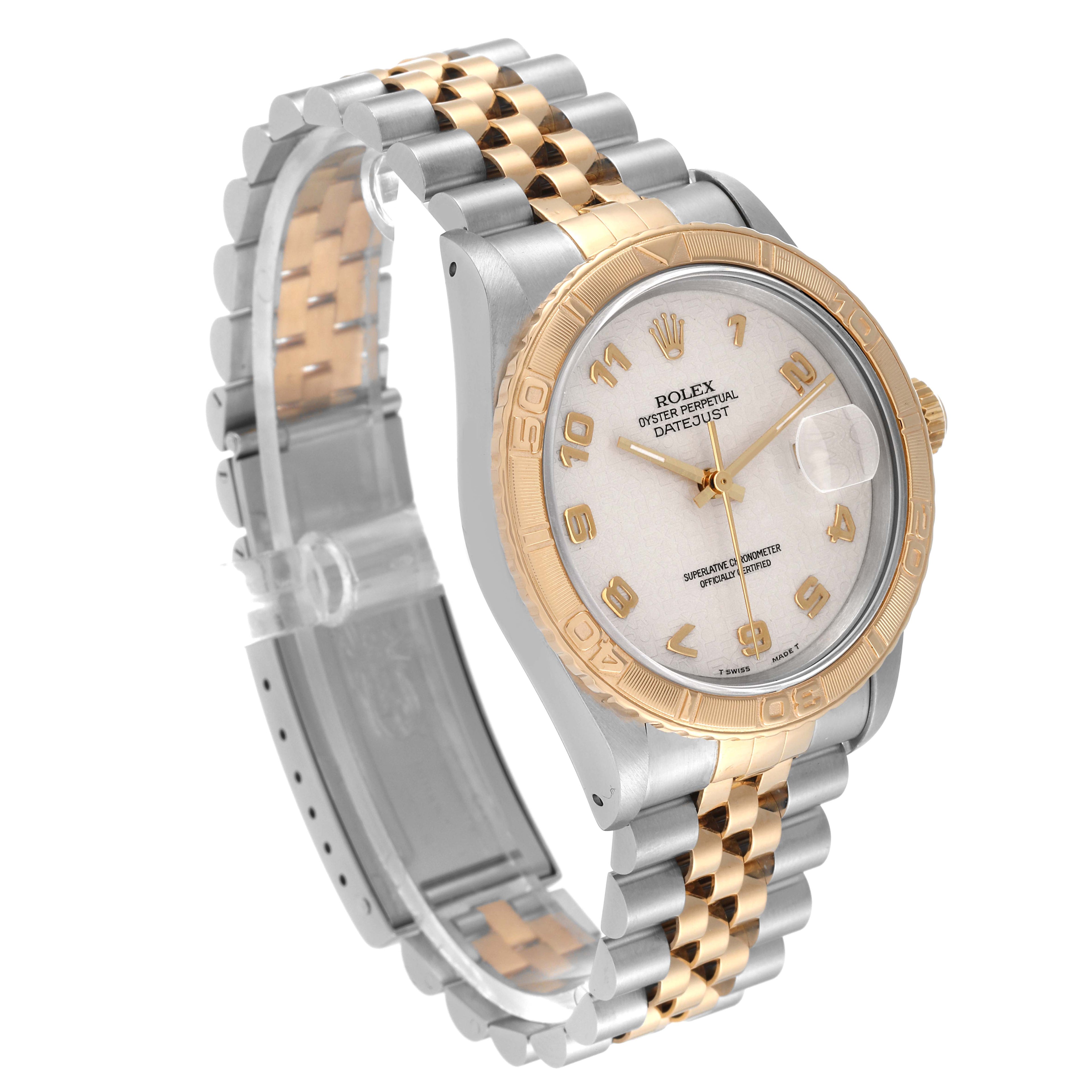 Rolex Datejust Turnograph Steel Yellow Gold Ivory Dial Mens Watch 16263