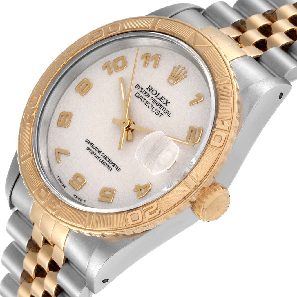 Rolex Datejust Turnograph Steel Yellow Gold Ivory Dial Mens Watch 16263