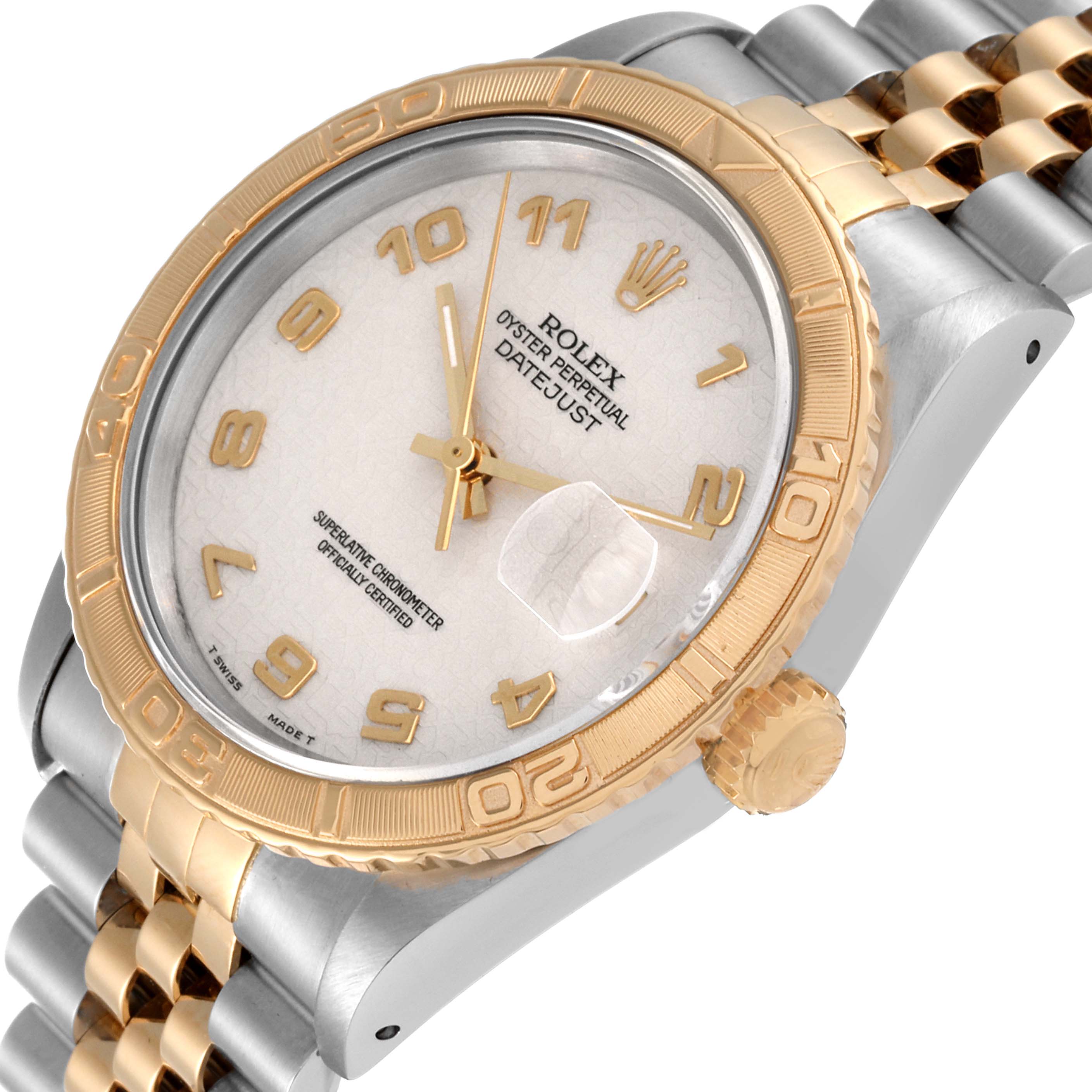 Rolex Datejust Turnograph Steel Yellow Gold Ivory Dial Mens Watch 16263