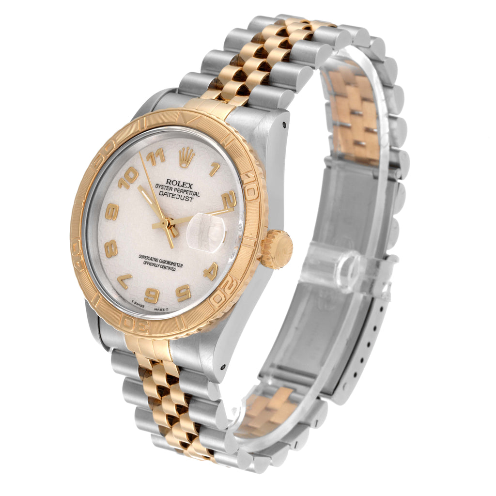 Rolex Datejust Turnograph Steel Yellow Gold Ivory Dial Mens Watch 16263