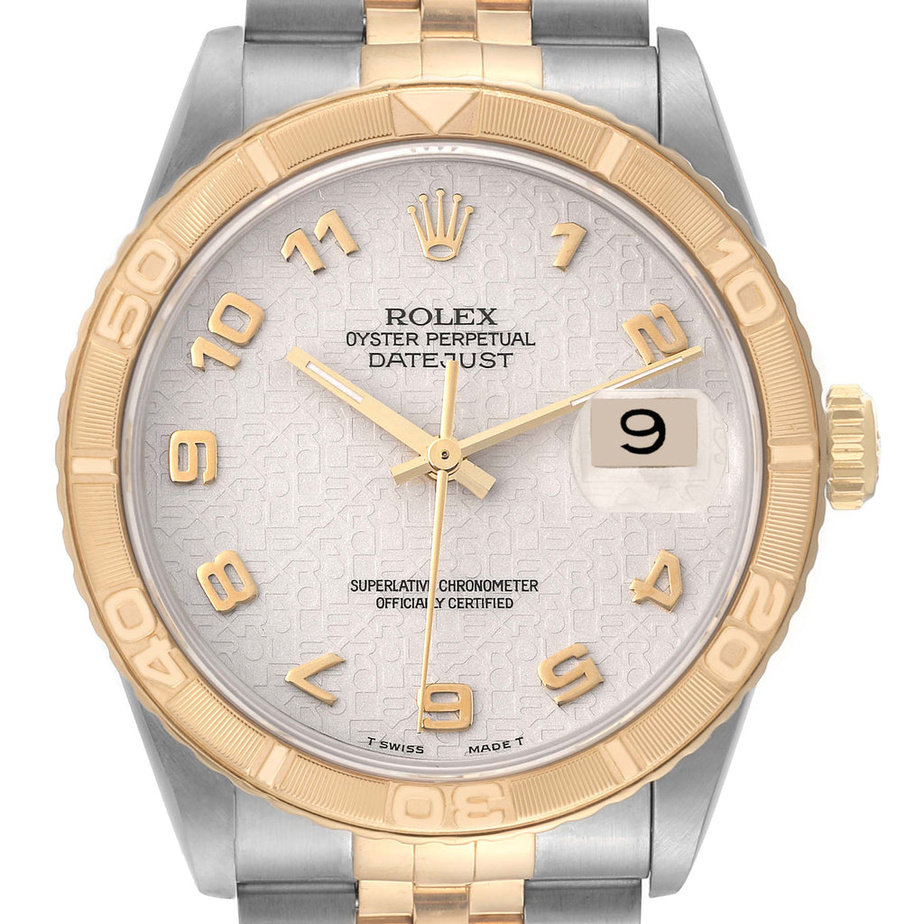 Rolex Datejust Turnograph Steel Yellow Gold Ivory Dial Mens Watch 16263