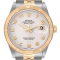 Rolex Datejust Turnograph Steel Yellow Gold Ivory Dial Mens Watch 16263