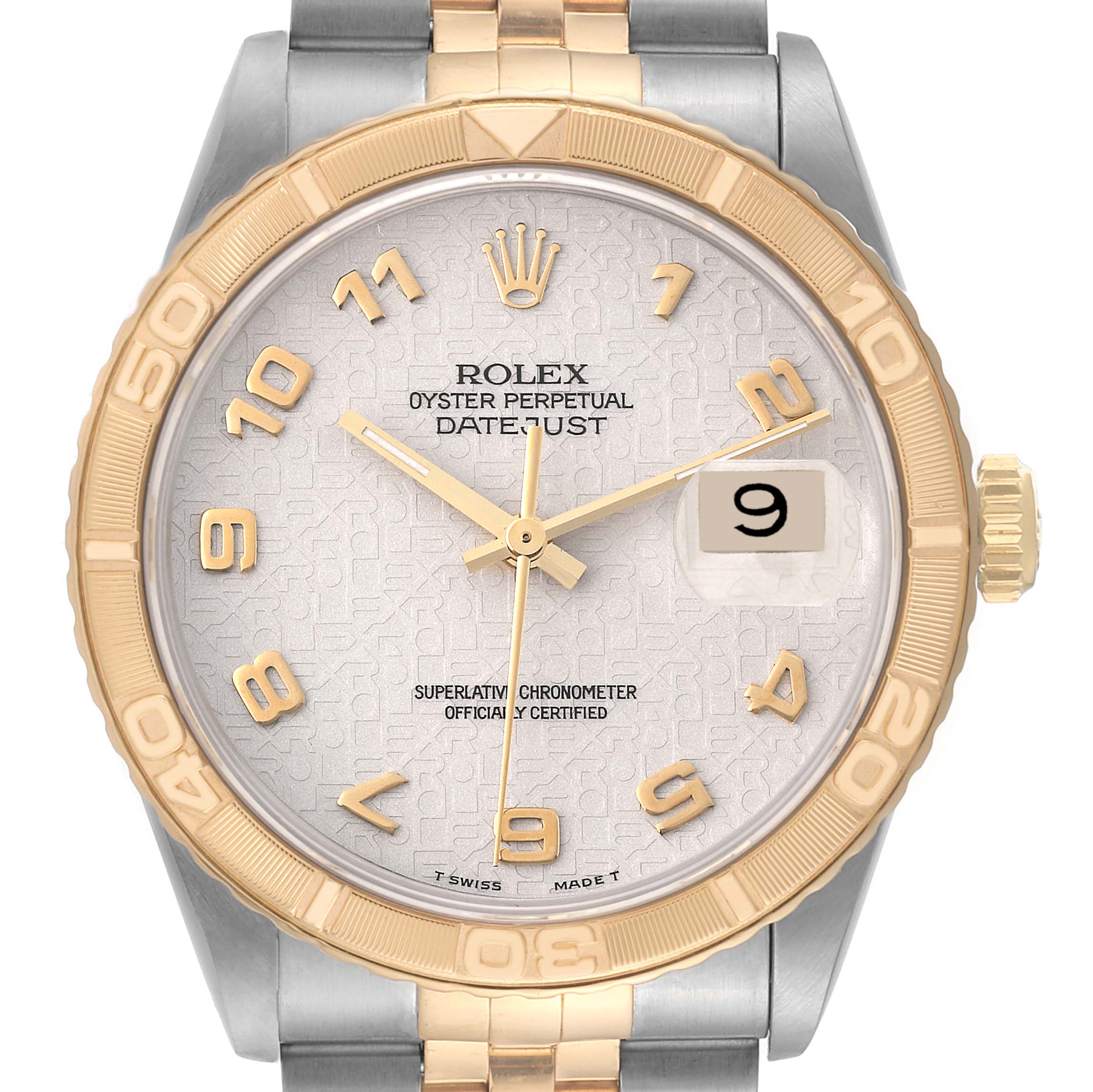 Rolex Datejust Turnograph Steel Yellow Gold Ivory Dial Mens Watch 16263