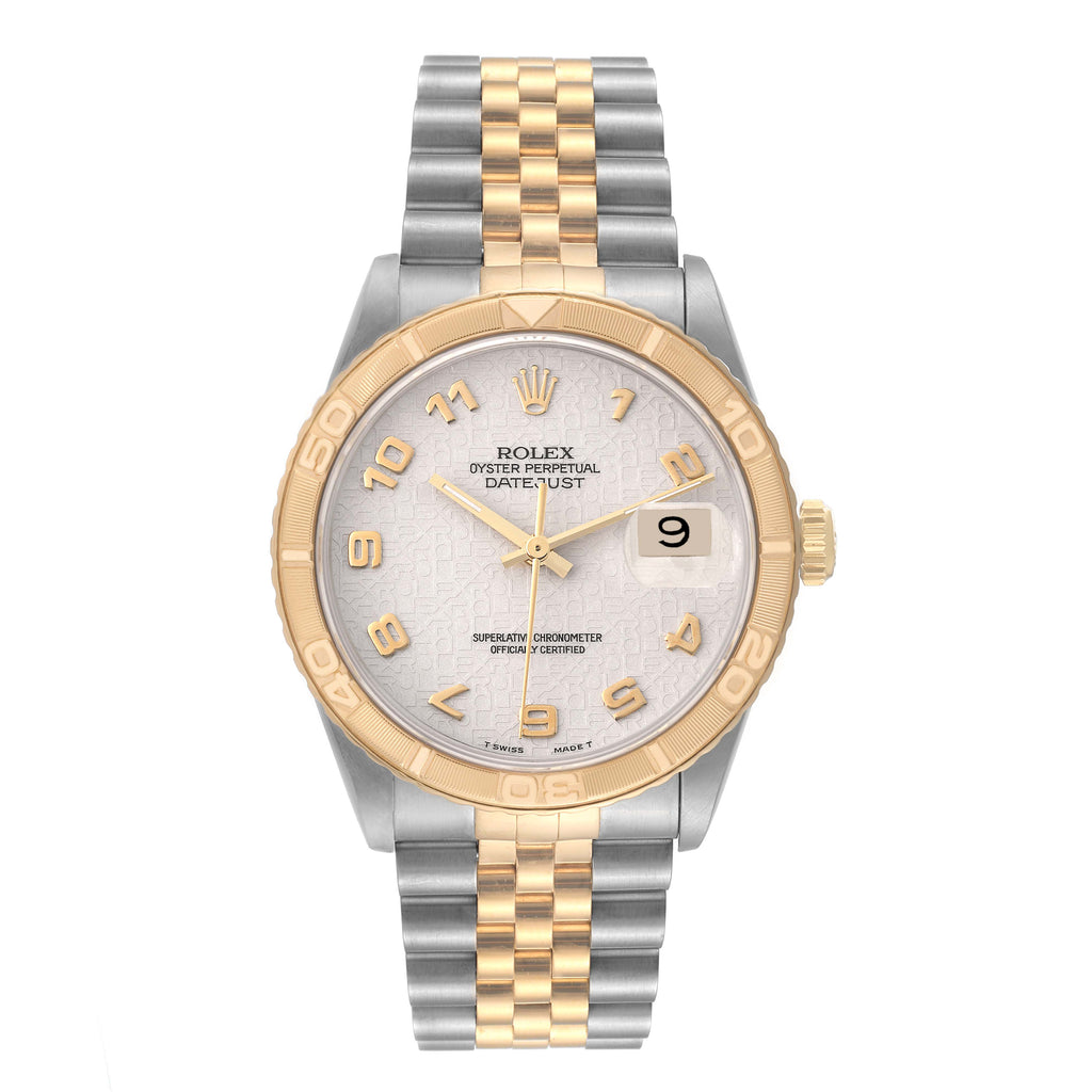 Rolex Datejust Turnograph Steel Yellow Gold Ivory Dial Mens Watch 16263