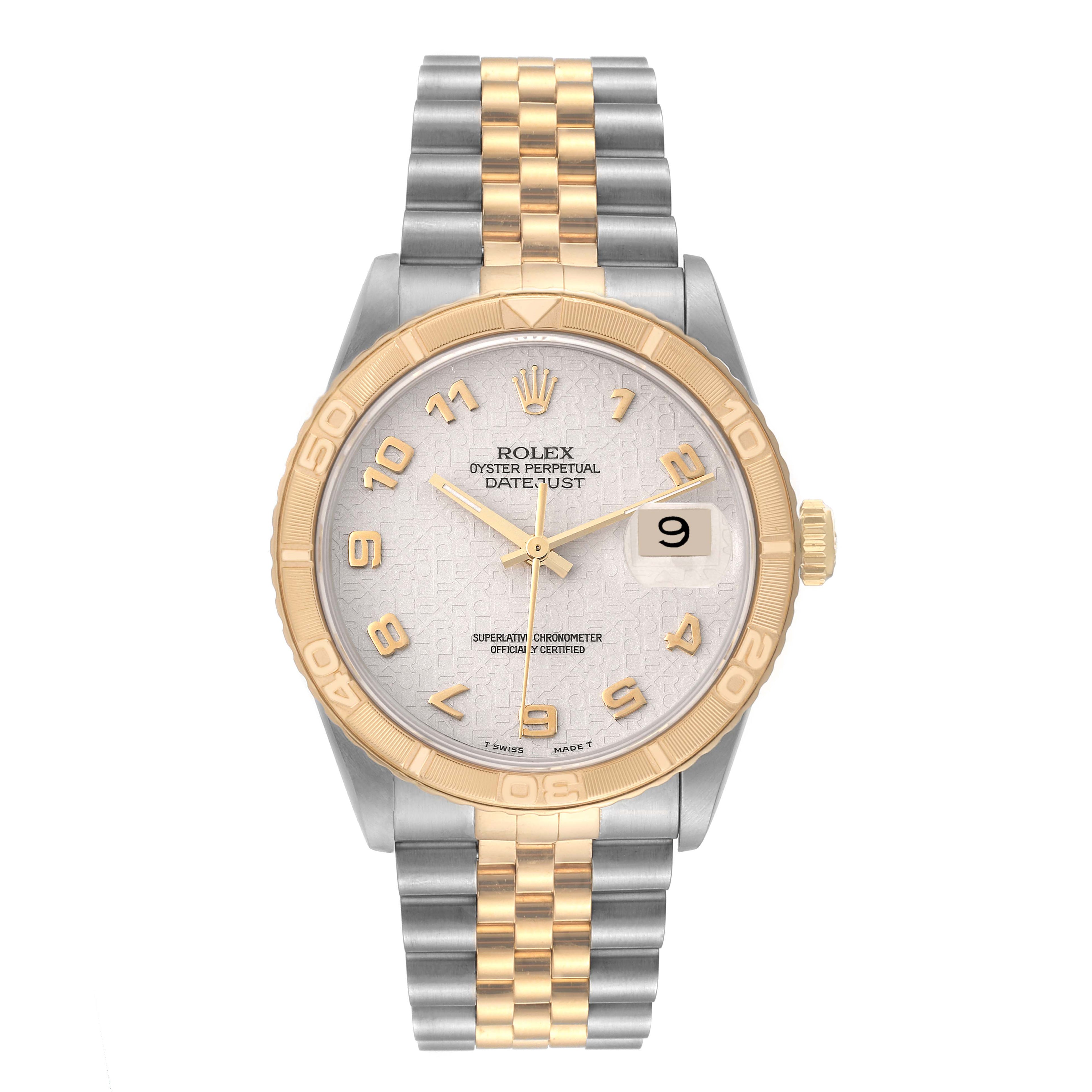 Rolex Datejust Turnograph Steel Yellow Gold Ivory Dial Mens Watch 16263