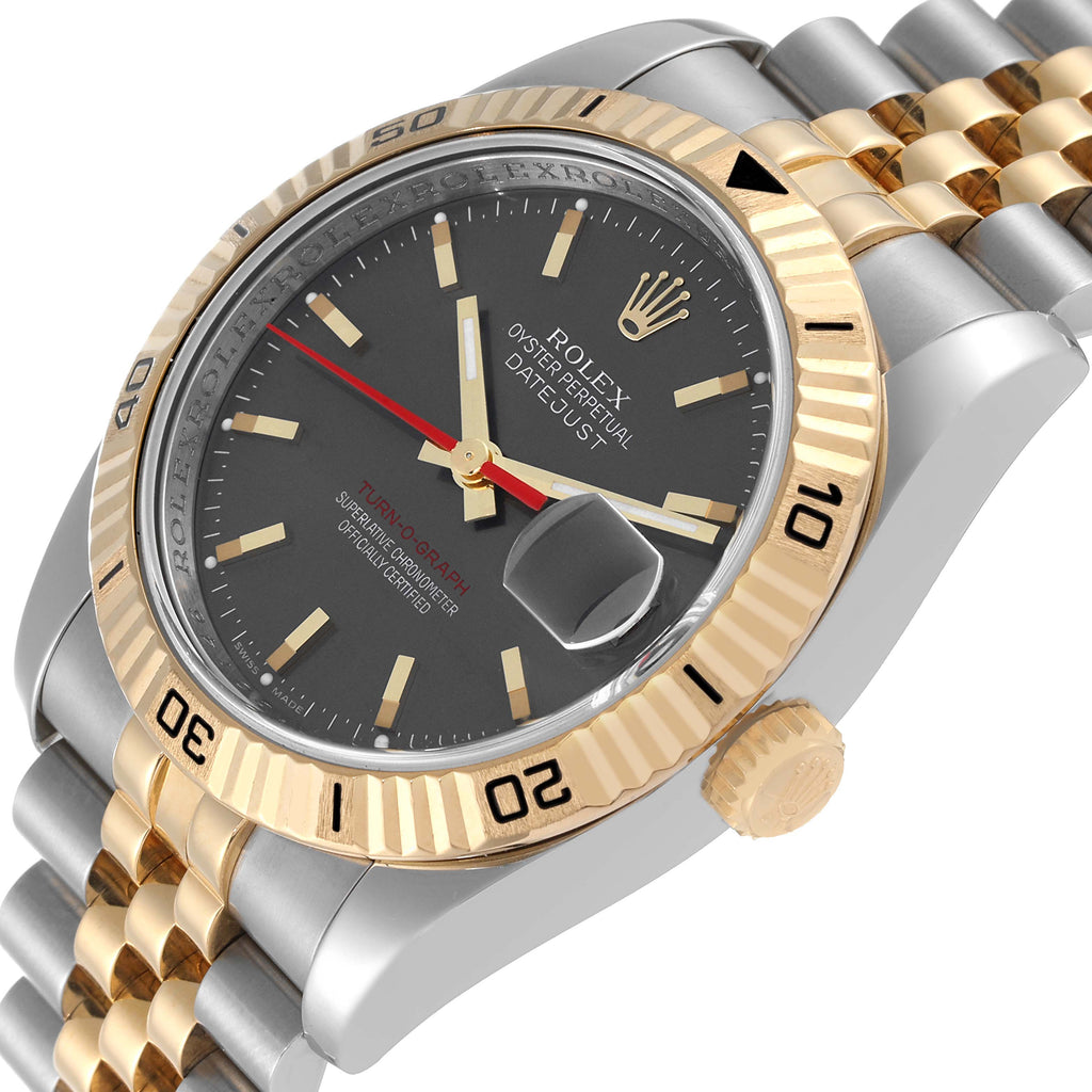 Rolex Datejust Turnograph Steel Yellow Gold Mens Watch 116263 Box Service Card