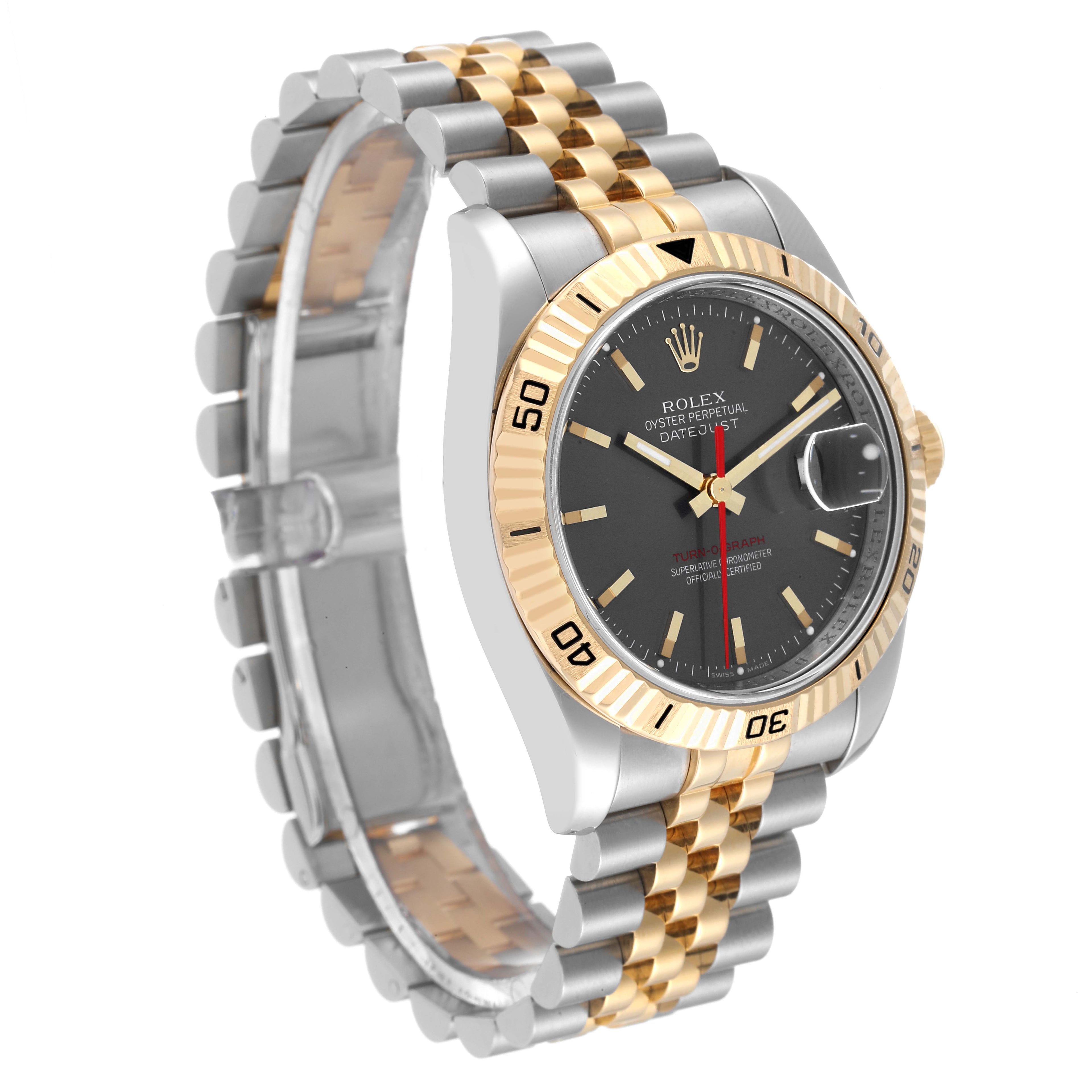 Rolex Datejust Turnograph Steel Yellow Gold Mens Watch 116263 Box Service Card