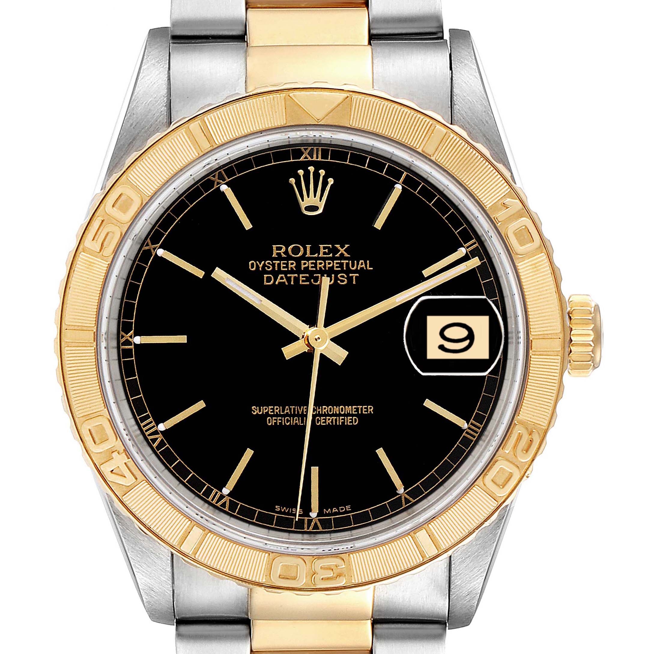 Rolex Datejust Turnograph Steel Yellow Gold Mens Watch 16263 Box