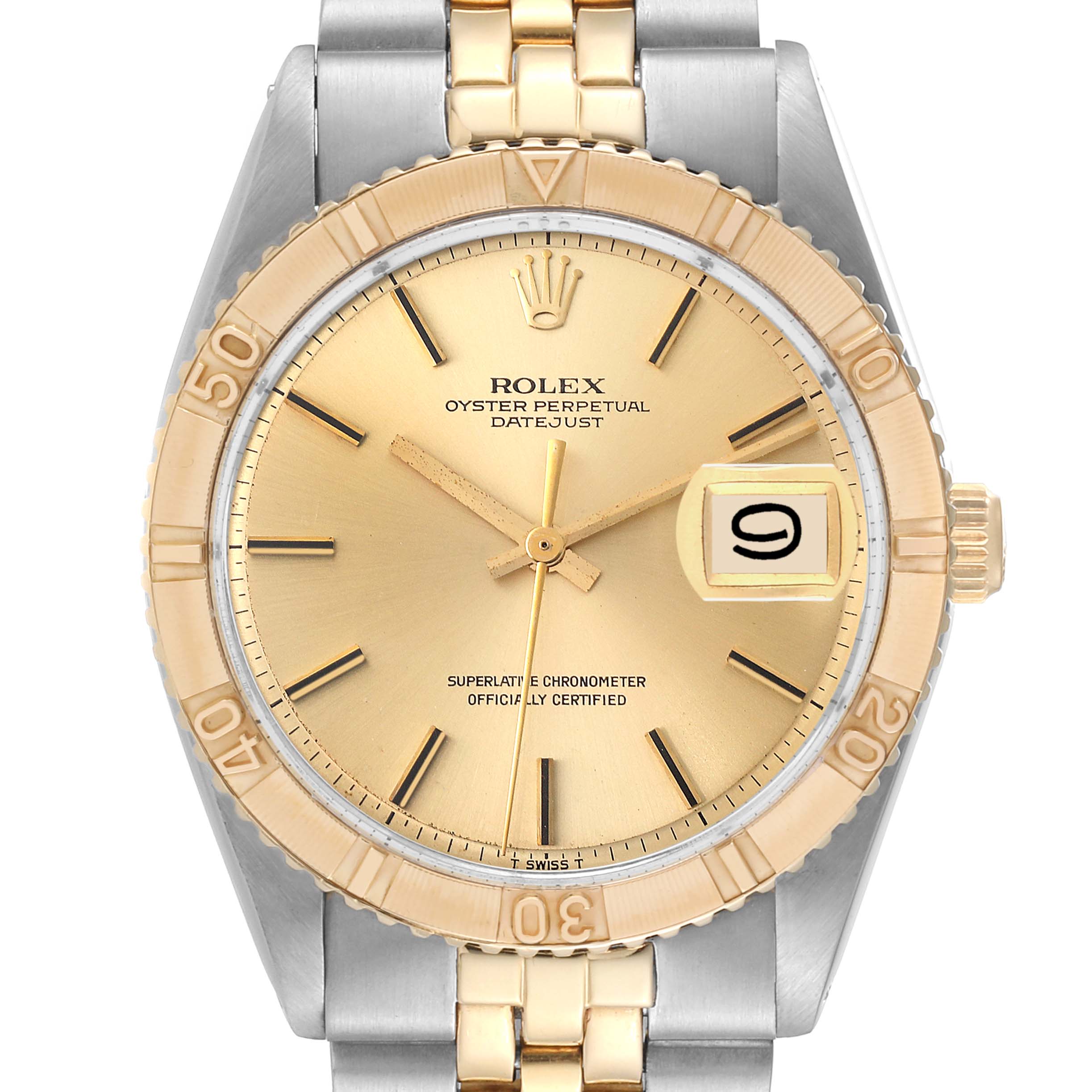 Rolex Datejust Turnograph Steel Yellow Gold Vintage Mens Watch 1625