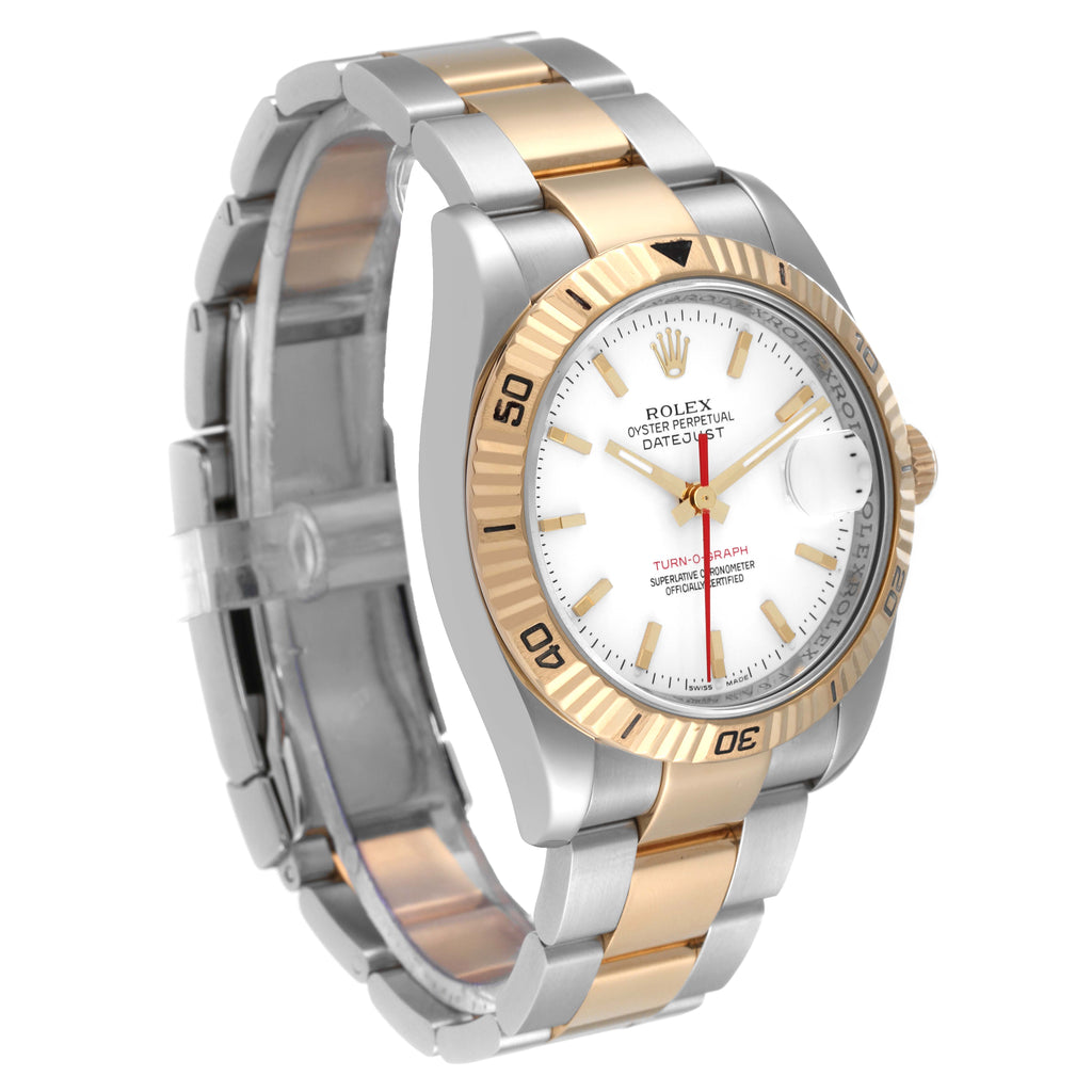 Rolex Datejust Turnograph Steel Yellow Gold White Dial Watch 116263