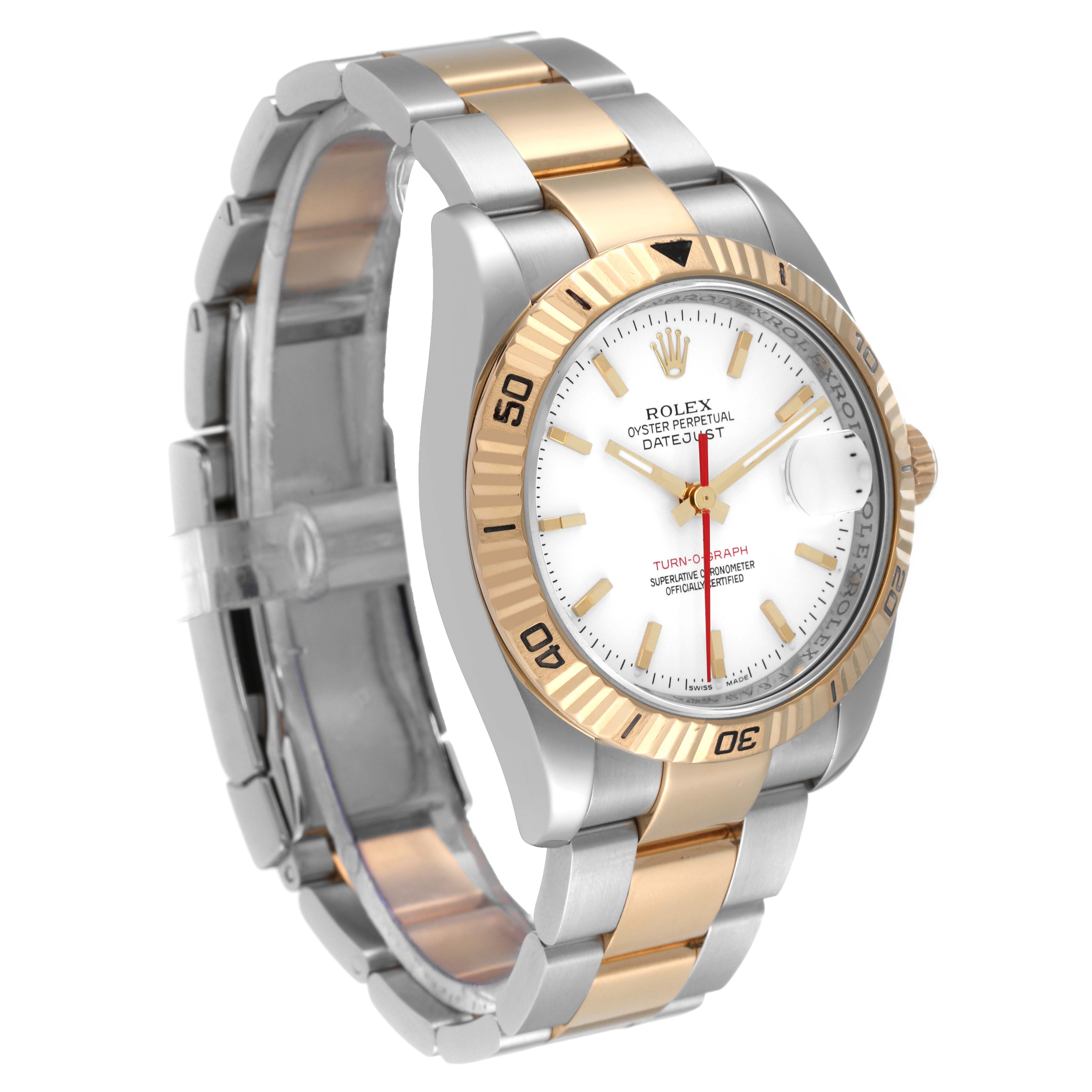 Rolex Datejust Turnograph Steel Yellow Gold White Dial Watch 116263