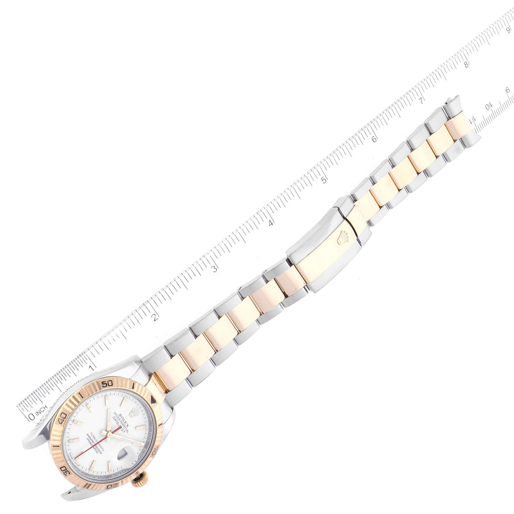 Rolex Datejust Turnograph Steel Yellow Gold White Dial Watch 116263
