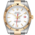 Rolex Datejust Turnograph Steel Yellow Gold White Dial Watch 116263
