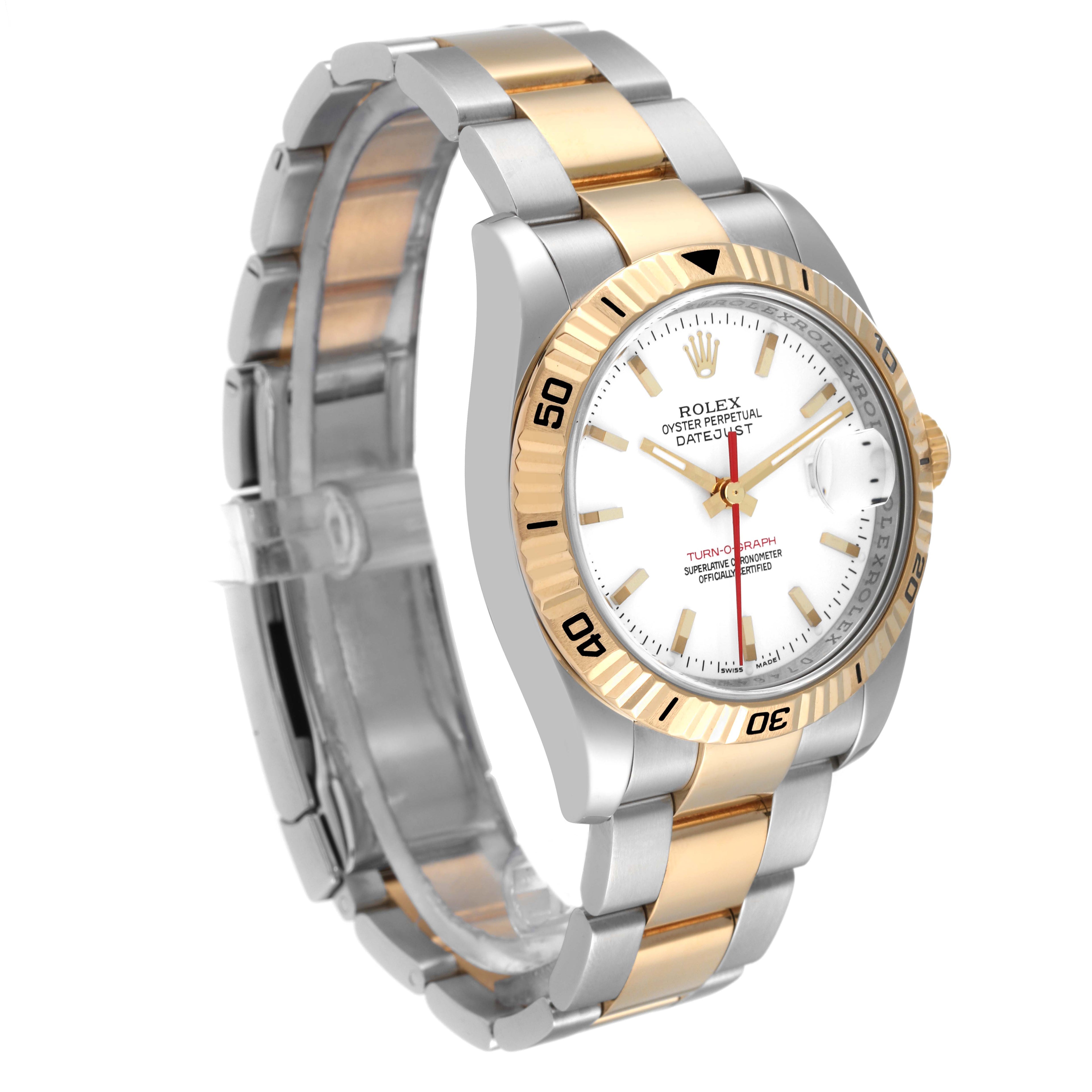 Rolex Datejust Turnograph Steel Yellow Gold White Dial Watch 116263 Box Papers