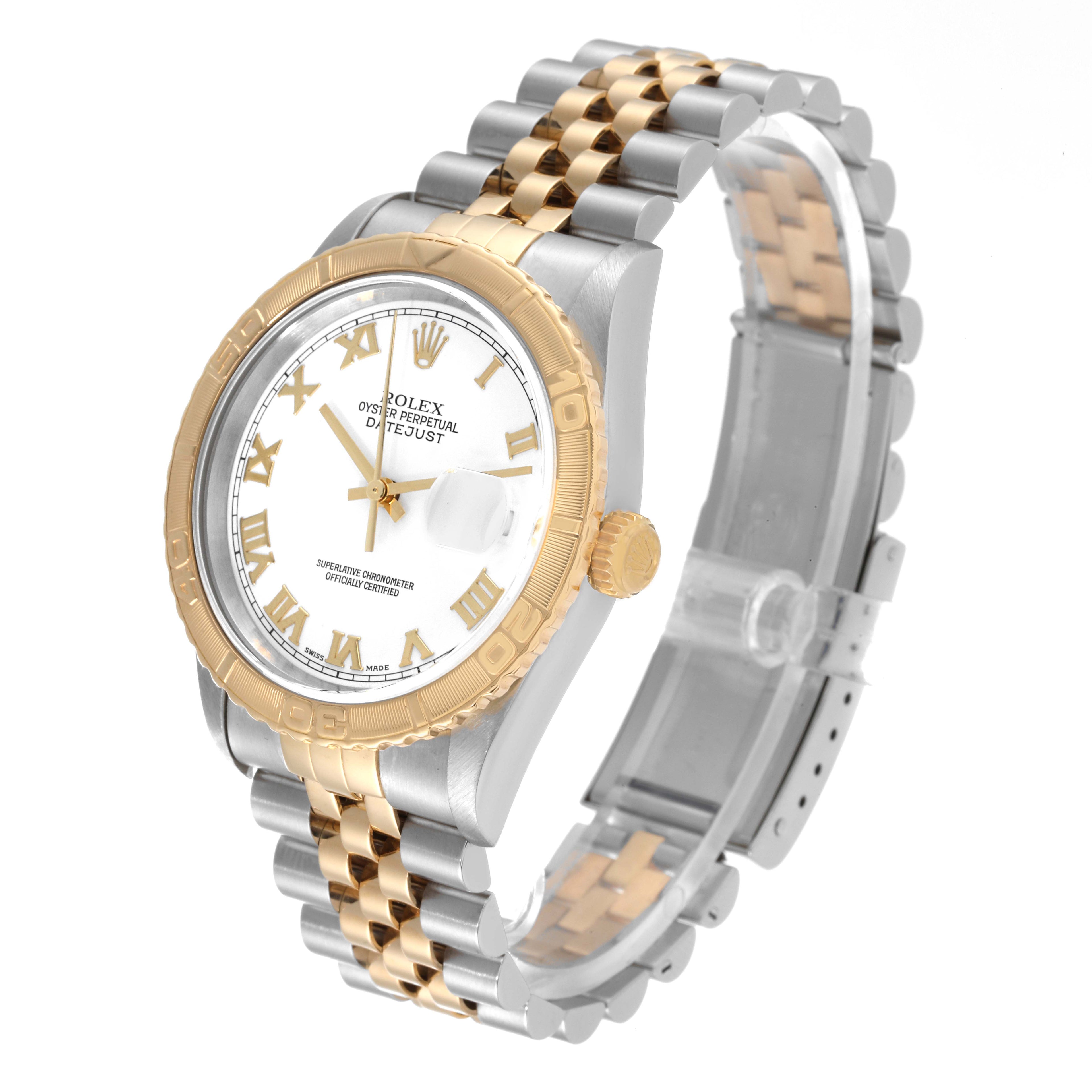 Rolex Datejust Turnograph Steel Yellow Gold White Dial Watch 16263