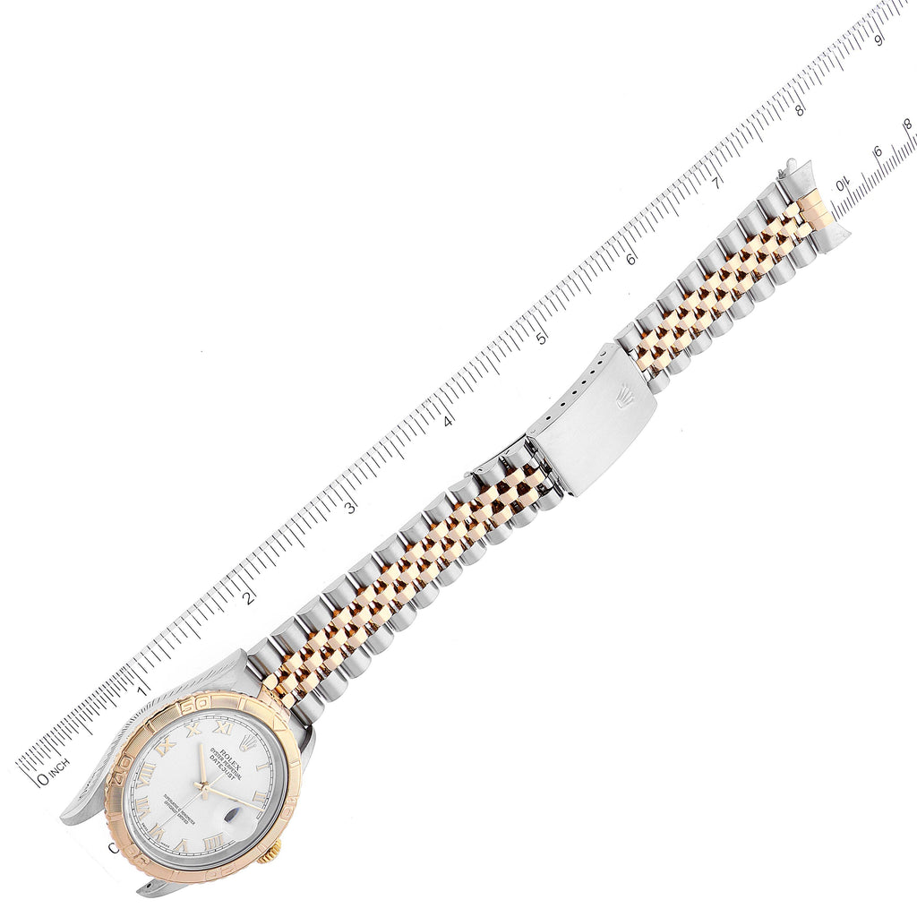 Rolex Datejust Turnograph Steel Yellow Gold White Dial Watch 16263